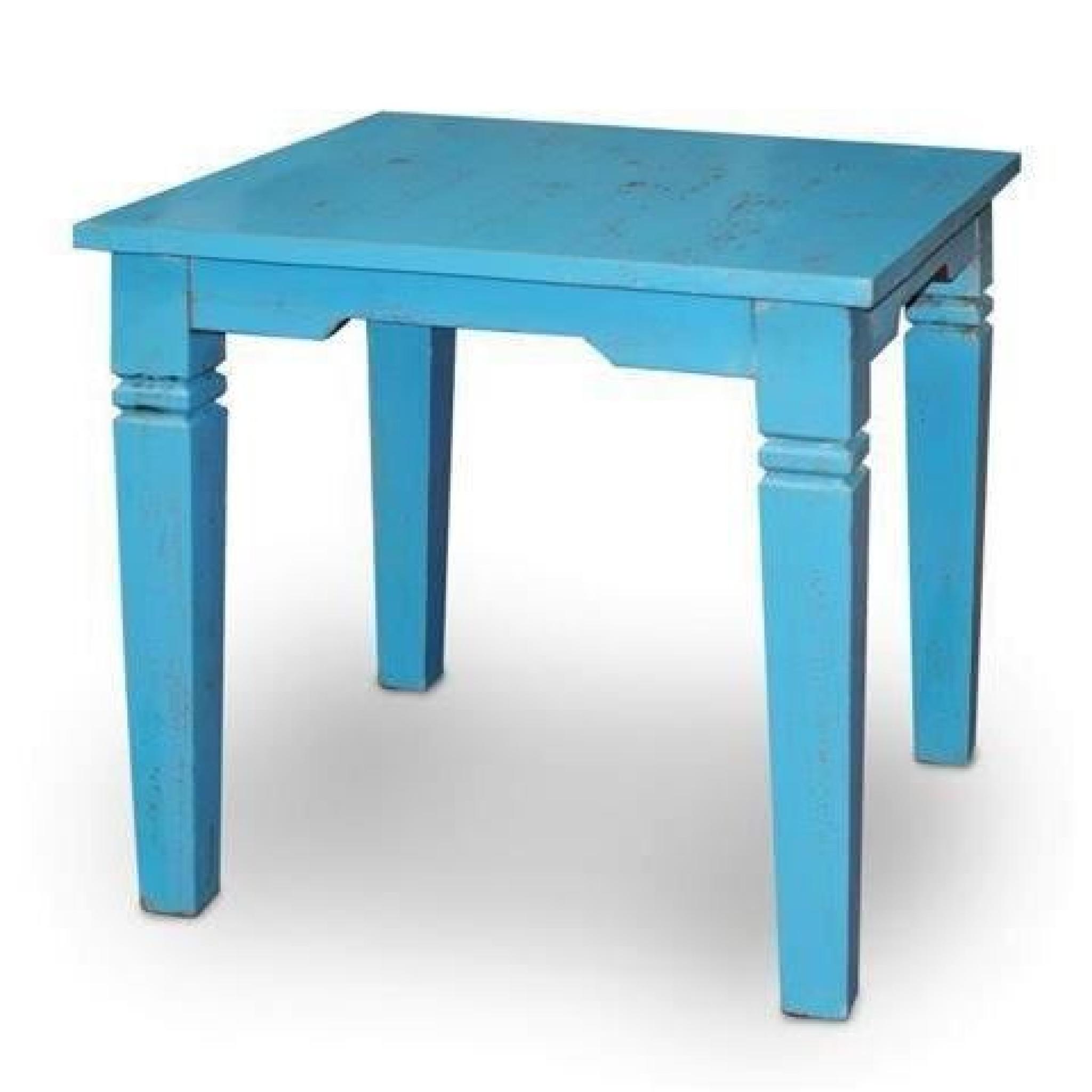 Table carree RETRO, bois envielli, bleu, 80x80x…