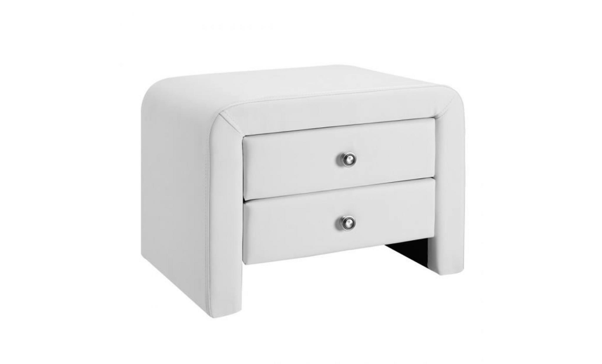 Table chevet design en PU Blanc Eva - Simplicité et élégance 