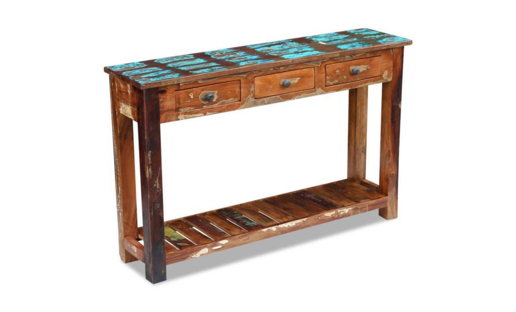 table console 120 x 30 x 76 cm bois de récupération massif