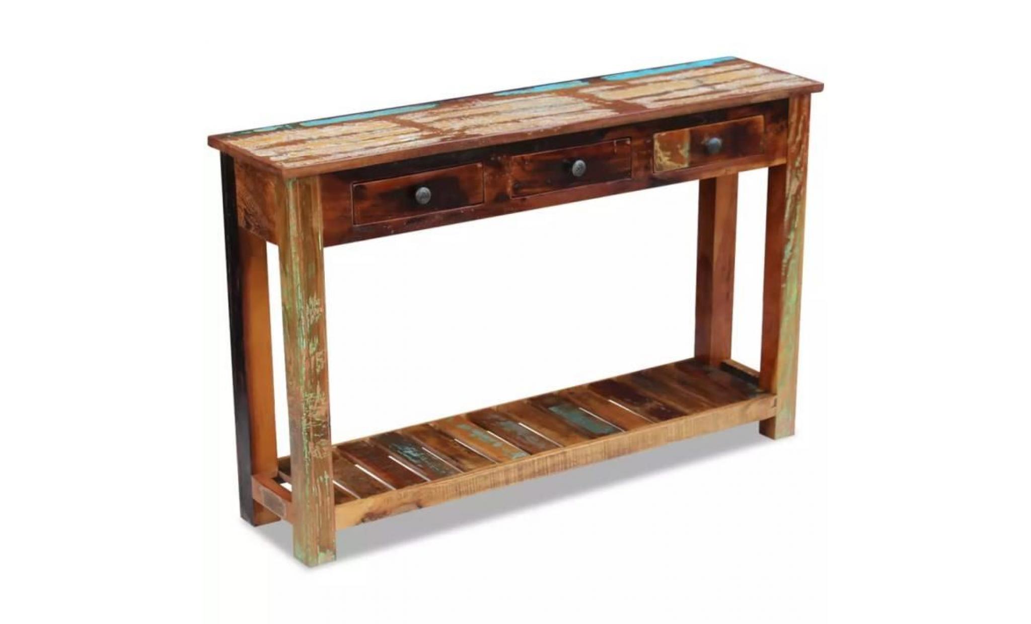 table console 120 x 30 x 76 cm bois de récupération massif pas cher