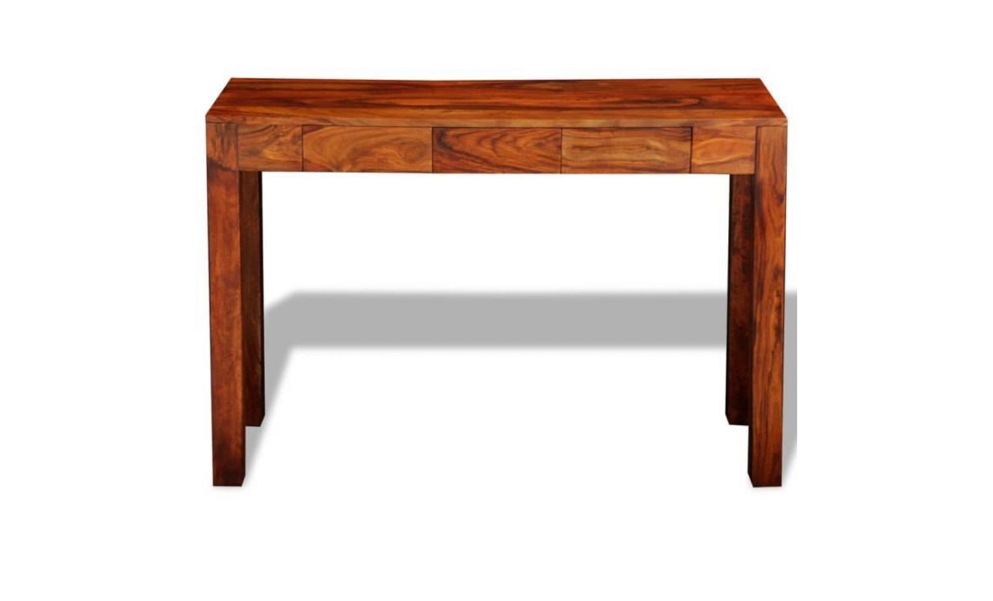 table console avec 3 tiroirs 80 cm bois massif de sesham pas cher