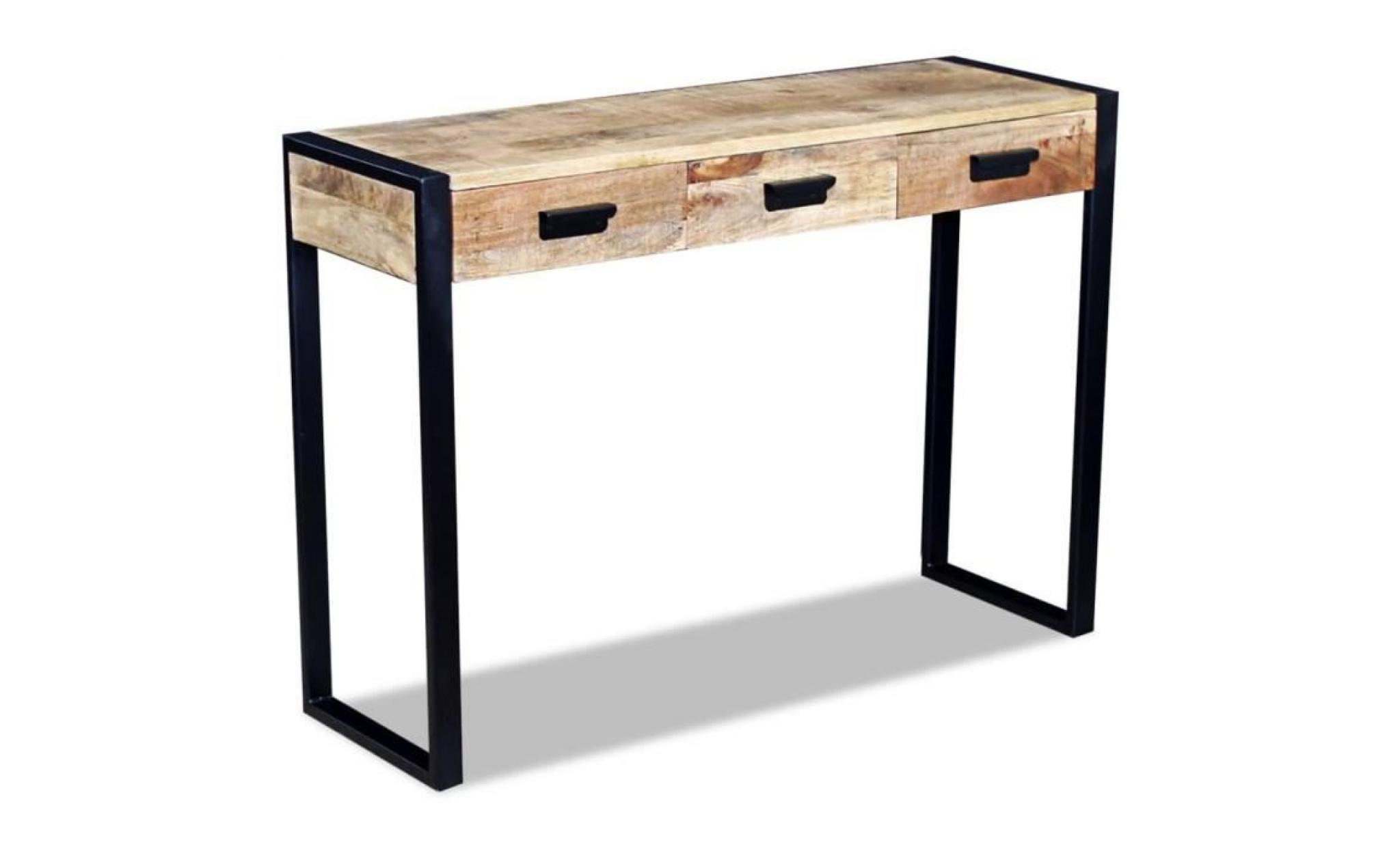 table console avec 3 tiroirs bois de manguier 110 x 35 x 78 cm