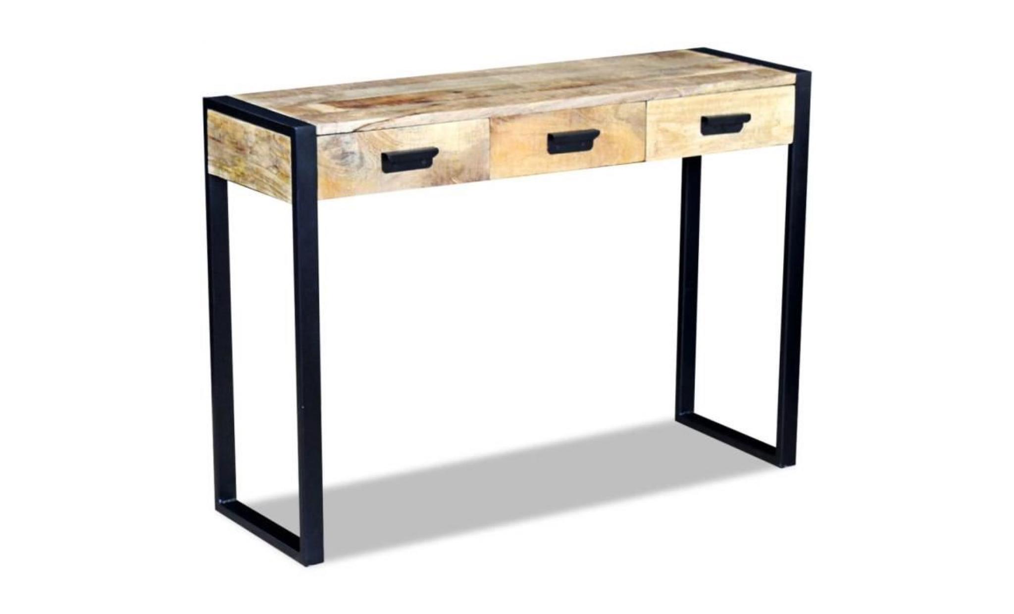 table console avec 3 tiroirs bois de manguier 110 x 35 x 78 cm pas cher