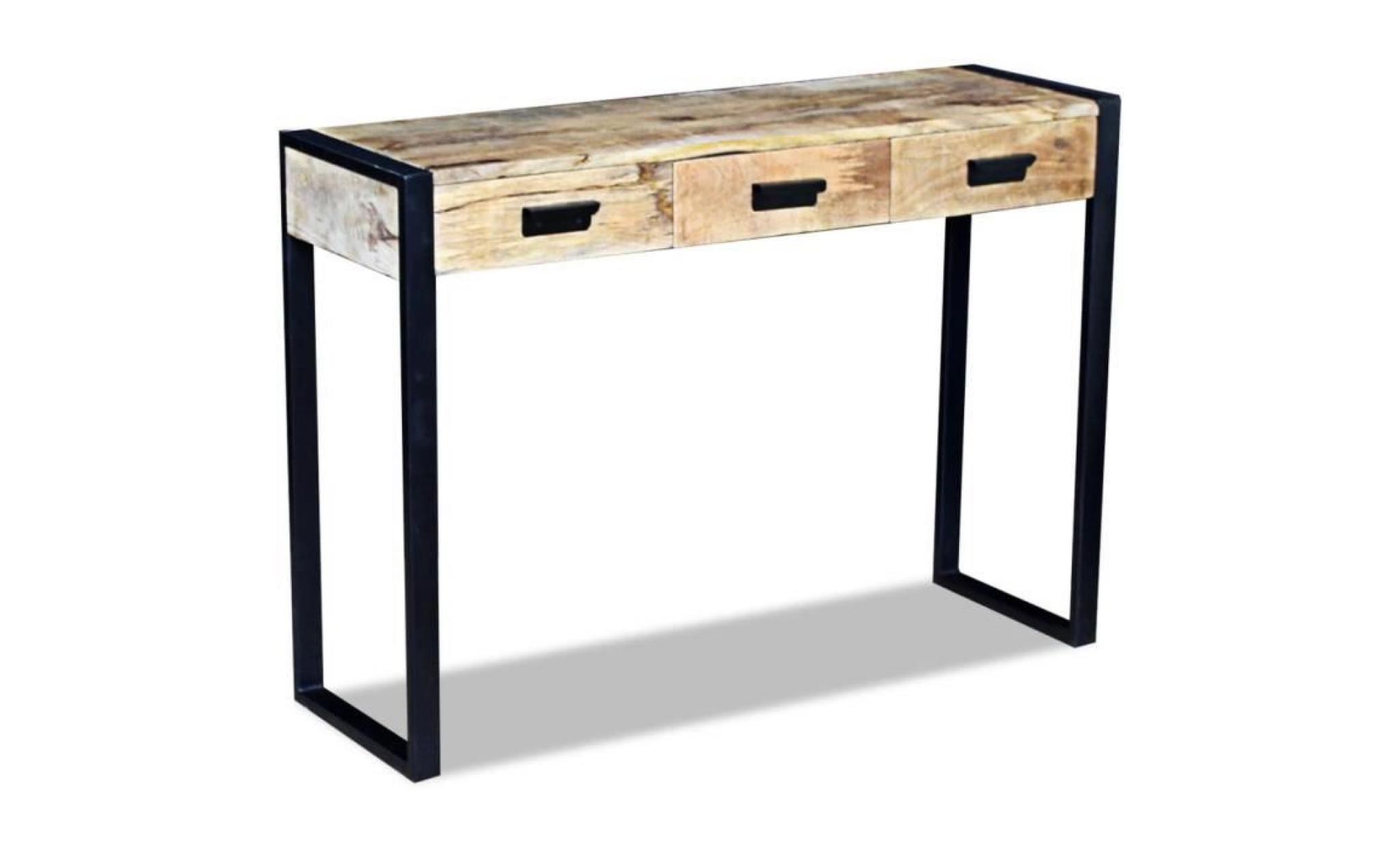 table console avec 3 tiroirs bois de manguier 110 x 35 x 78 cm pas cher