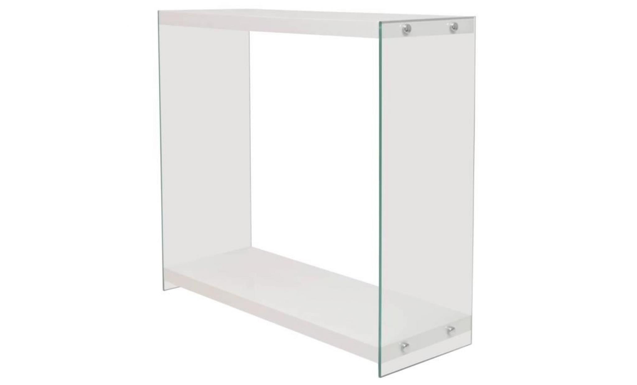 table console avec étagère mdf verre très brillant blanc