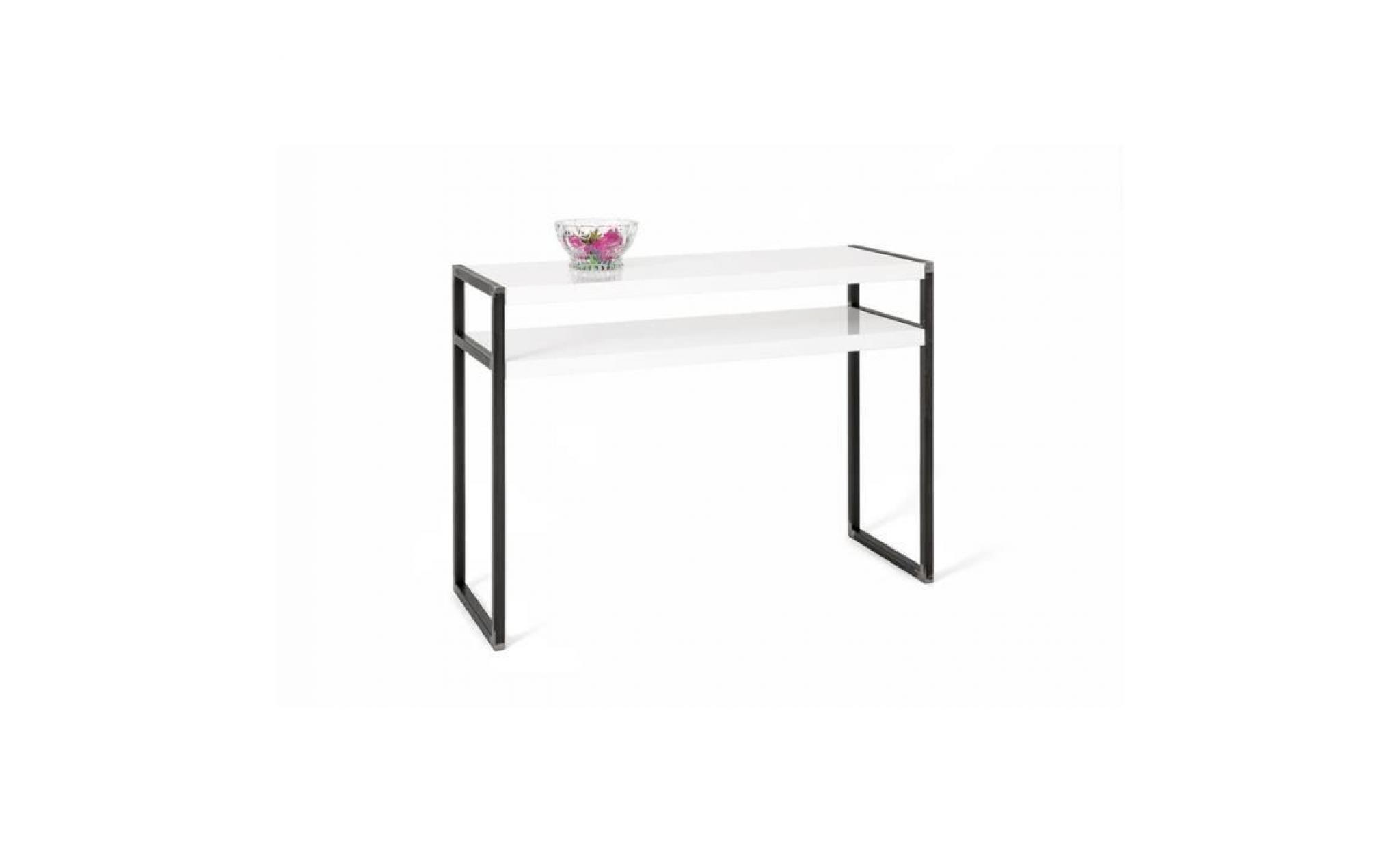 mobilifiver table console, luxury, blanc brillant, 110 x 40 x 80 cm, mélaminé/fer, made in italy