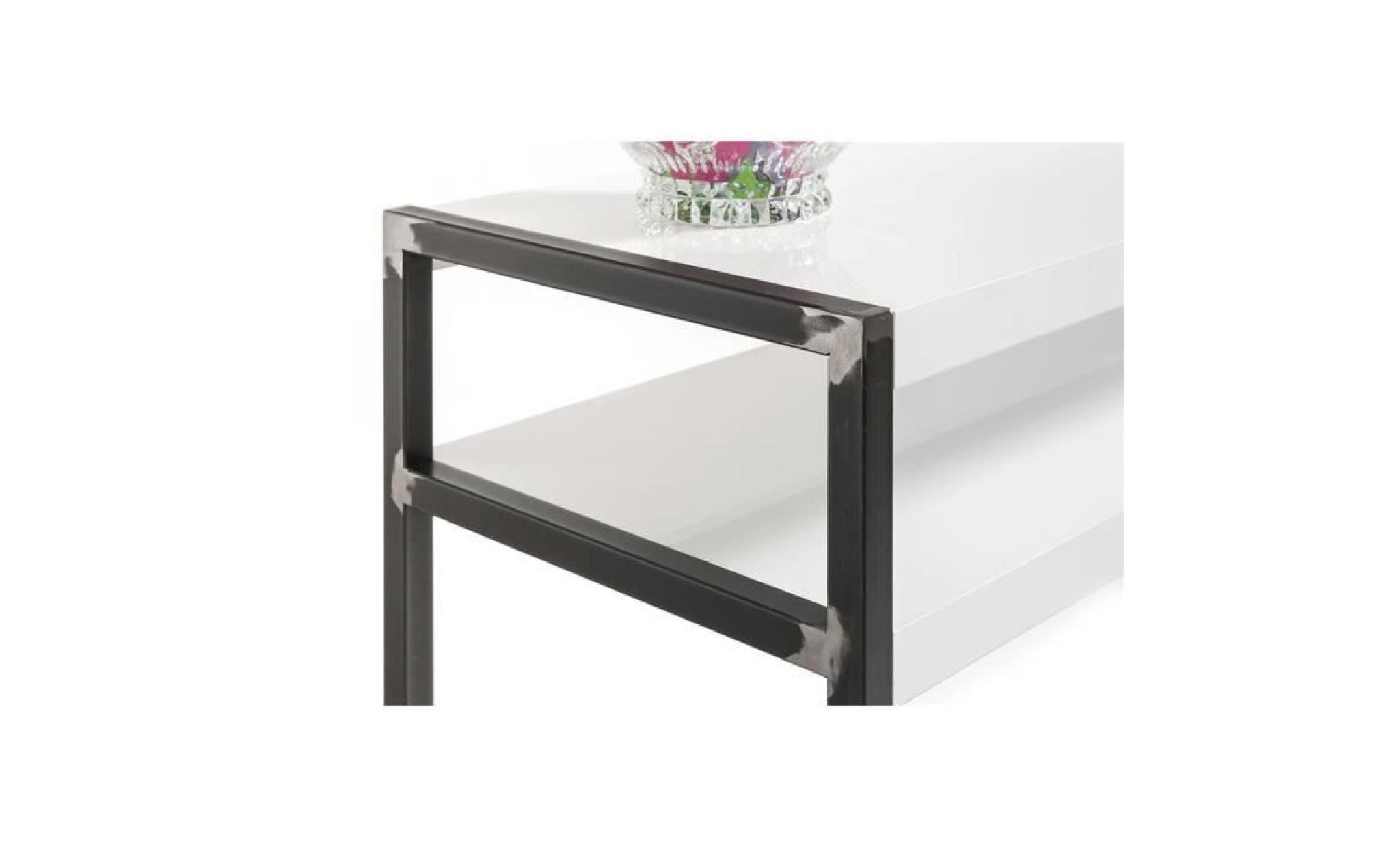mobilifiver table console, luxury, blanc brillant, 110 x 40 x 80 cm, mélaminé/fer, made in italy pas cher