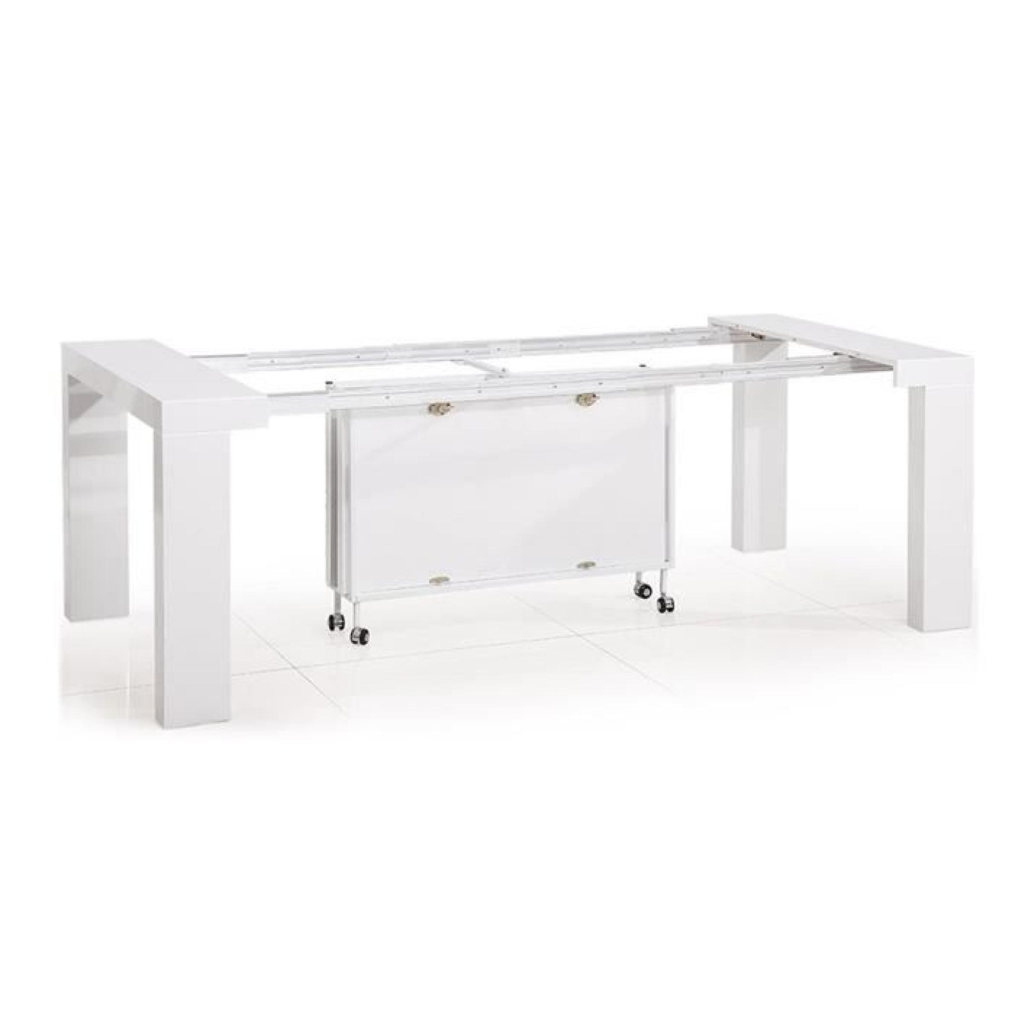 Table console blanche grande taille / Bois MDF laqué Lamancha pas cher