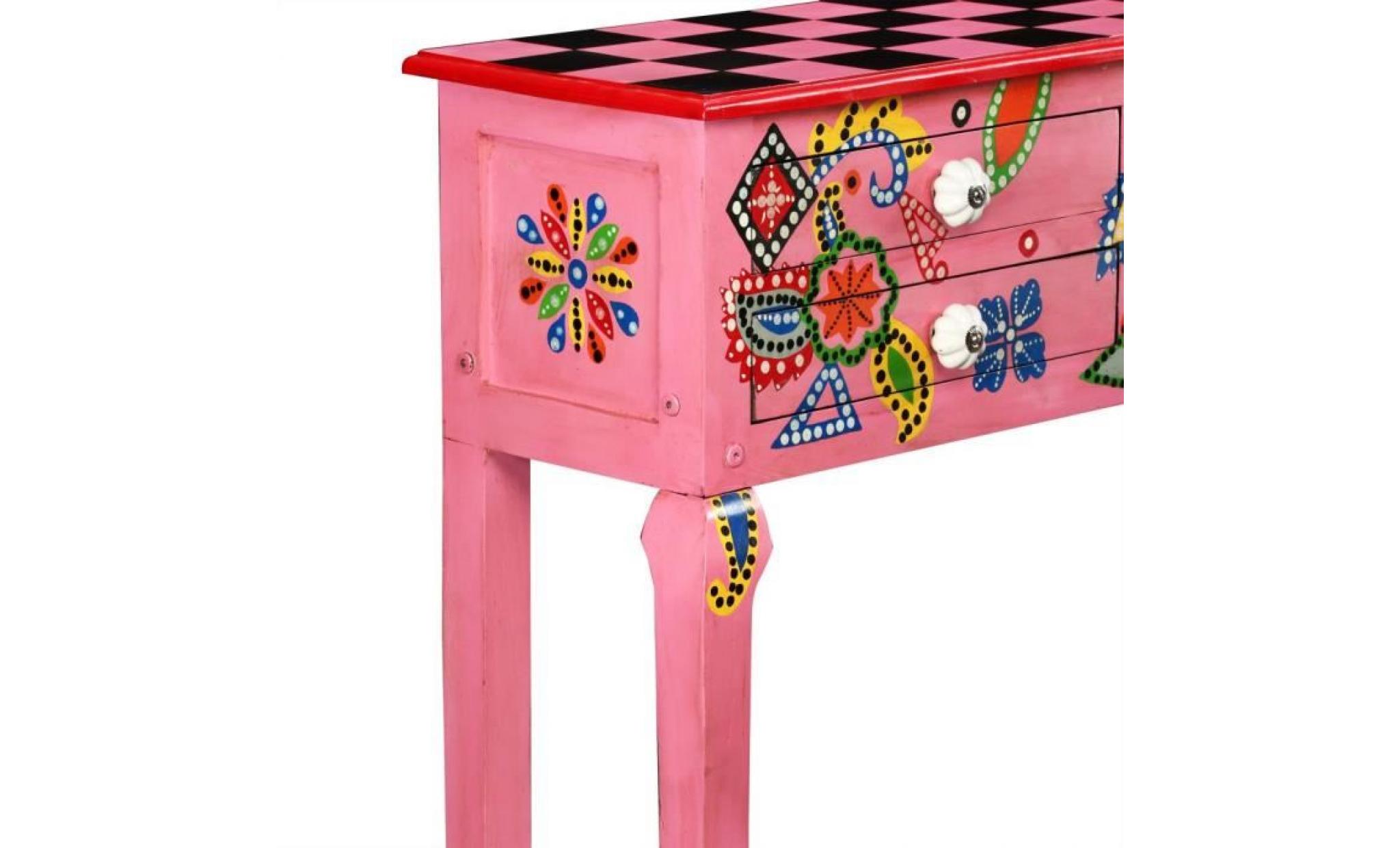 table console bois de manguier massif rose peint à la main pas cher
