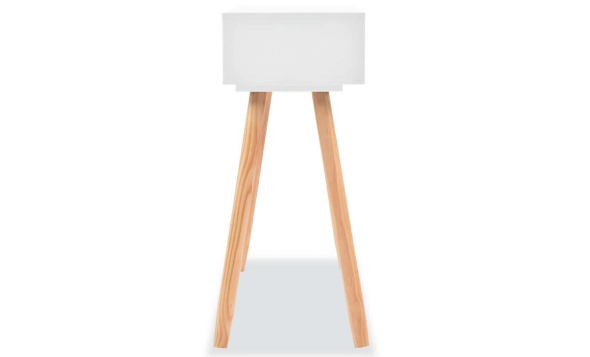 table console bois de pin massif 80 x 30 x 72 cm blanc pas cher