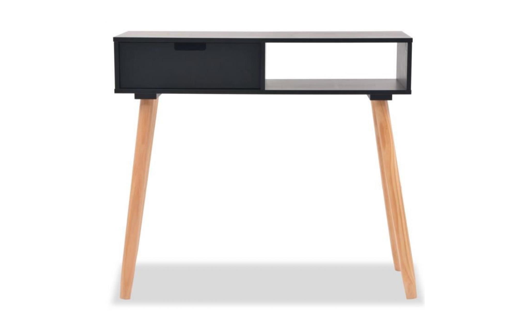 table console bois de pin massif 80 x 30 x 72 cm noir pas cher