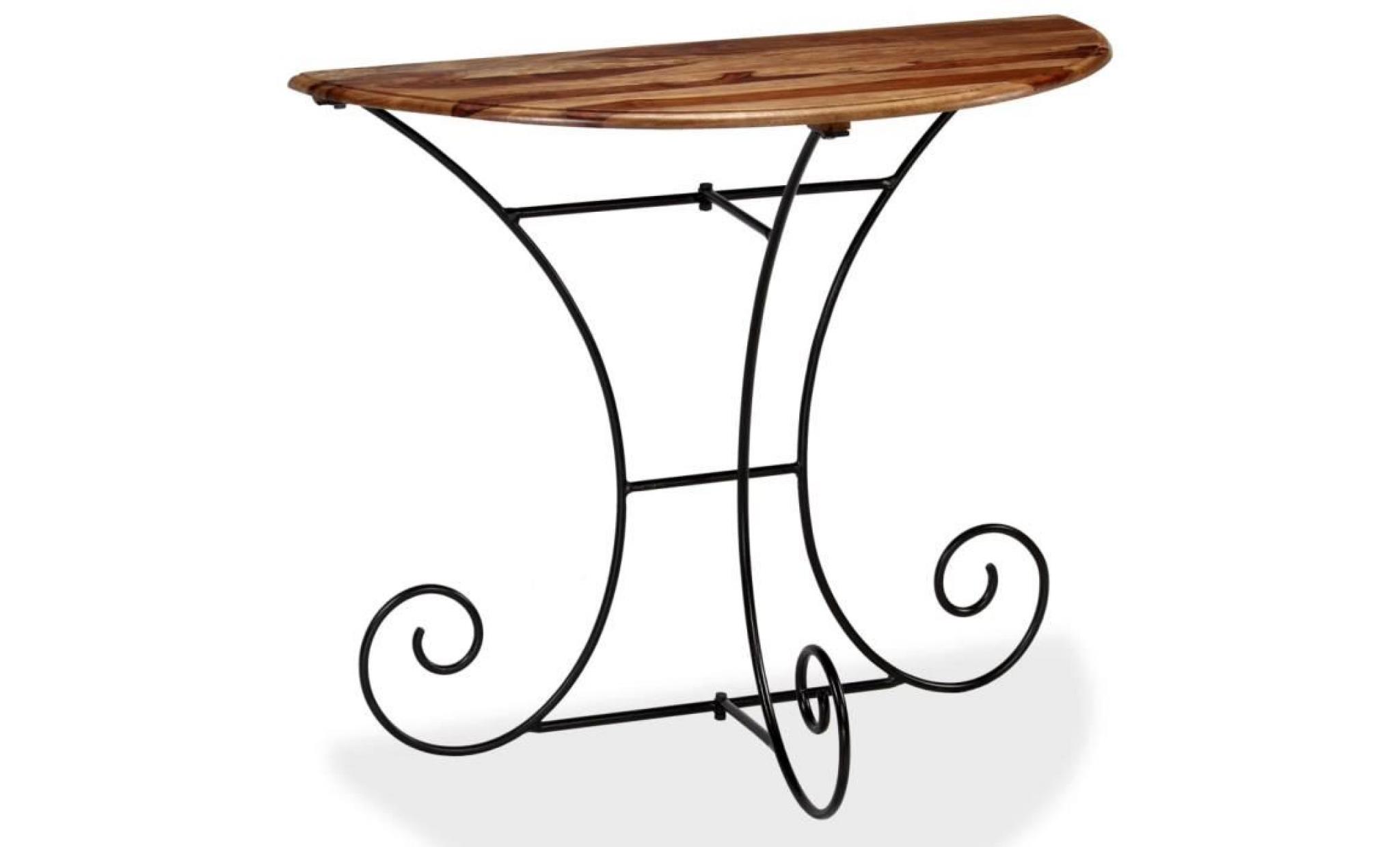 table console bois massif de sesham demi ronde 90 x 45 x 75 cm