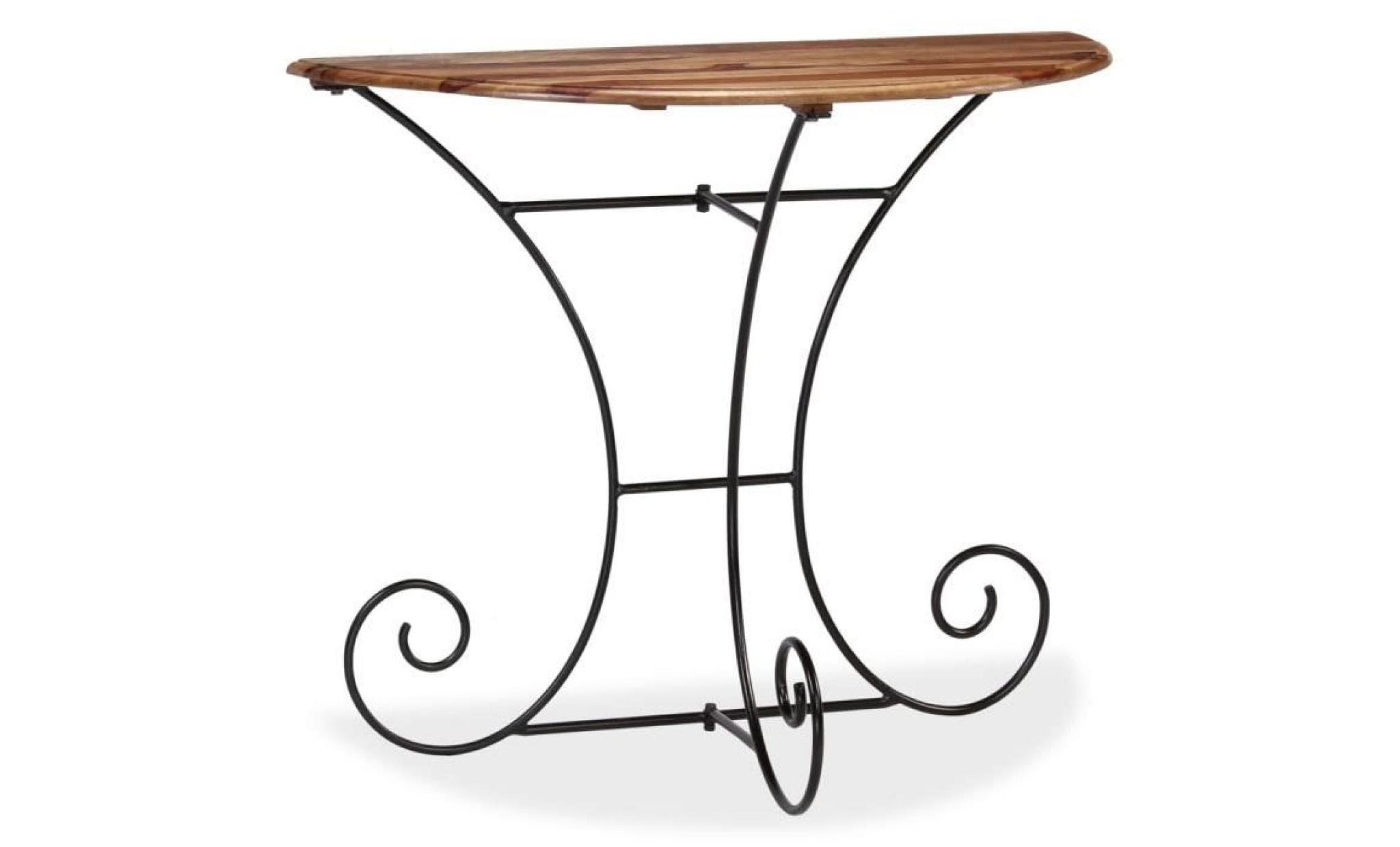 table console bois massif de sesham demi ronde 90 x 45 x 75 cm pas cher