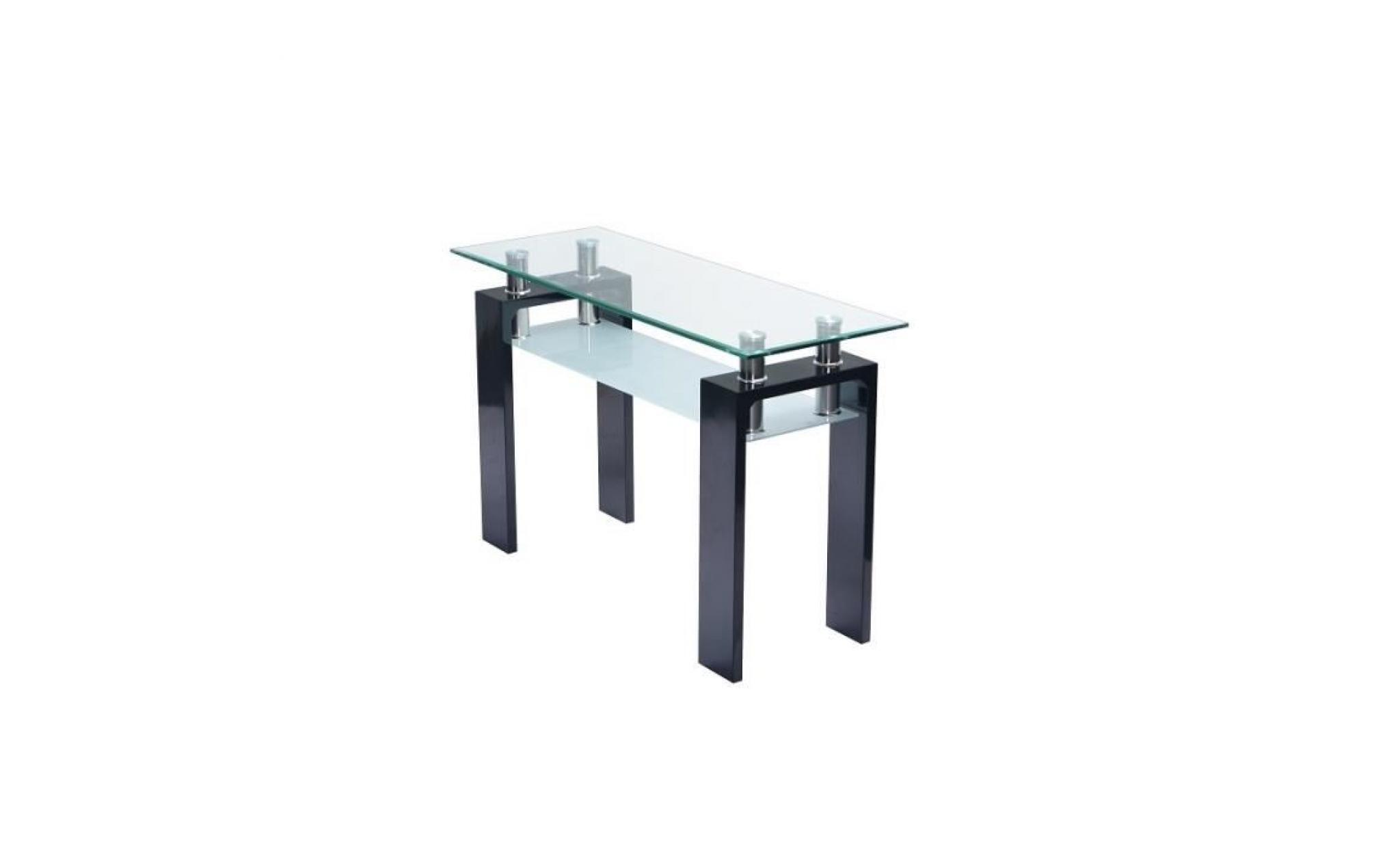 table, console d'entrée plateau en verre et pieds blancs brillants laqués lucca. look moderne et design. blanc