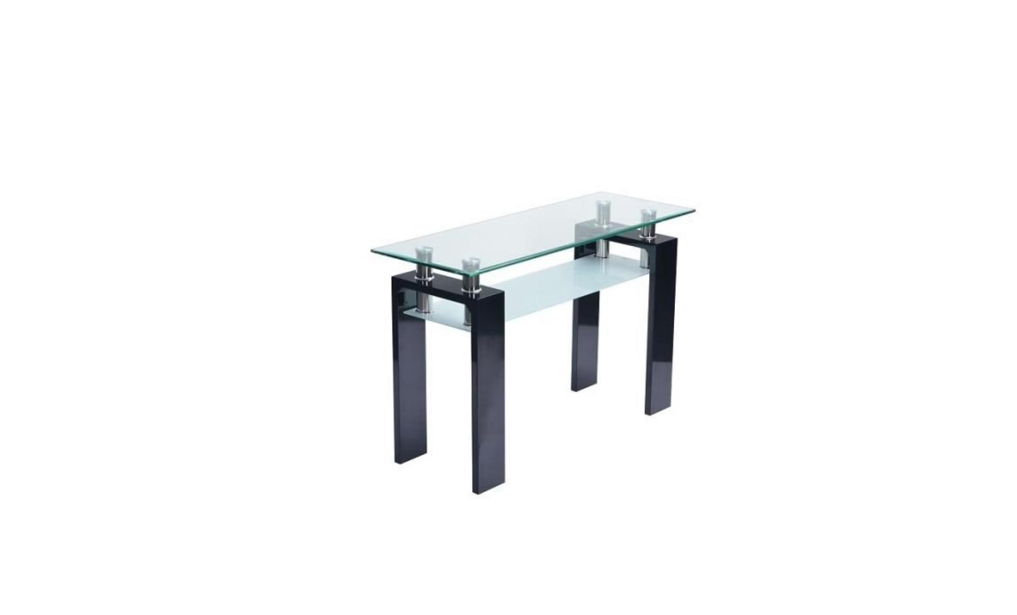 table, console d'entrée plateau en verre et pieds blancs brillants laqués lucca. look moderne et design. blanc pas cher