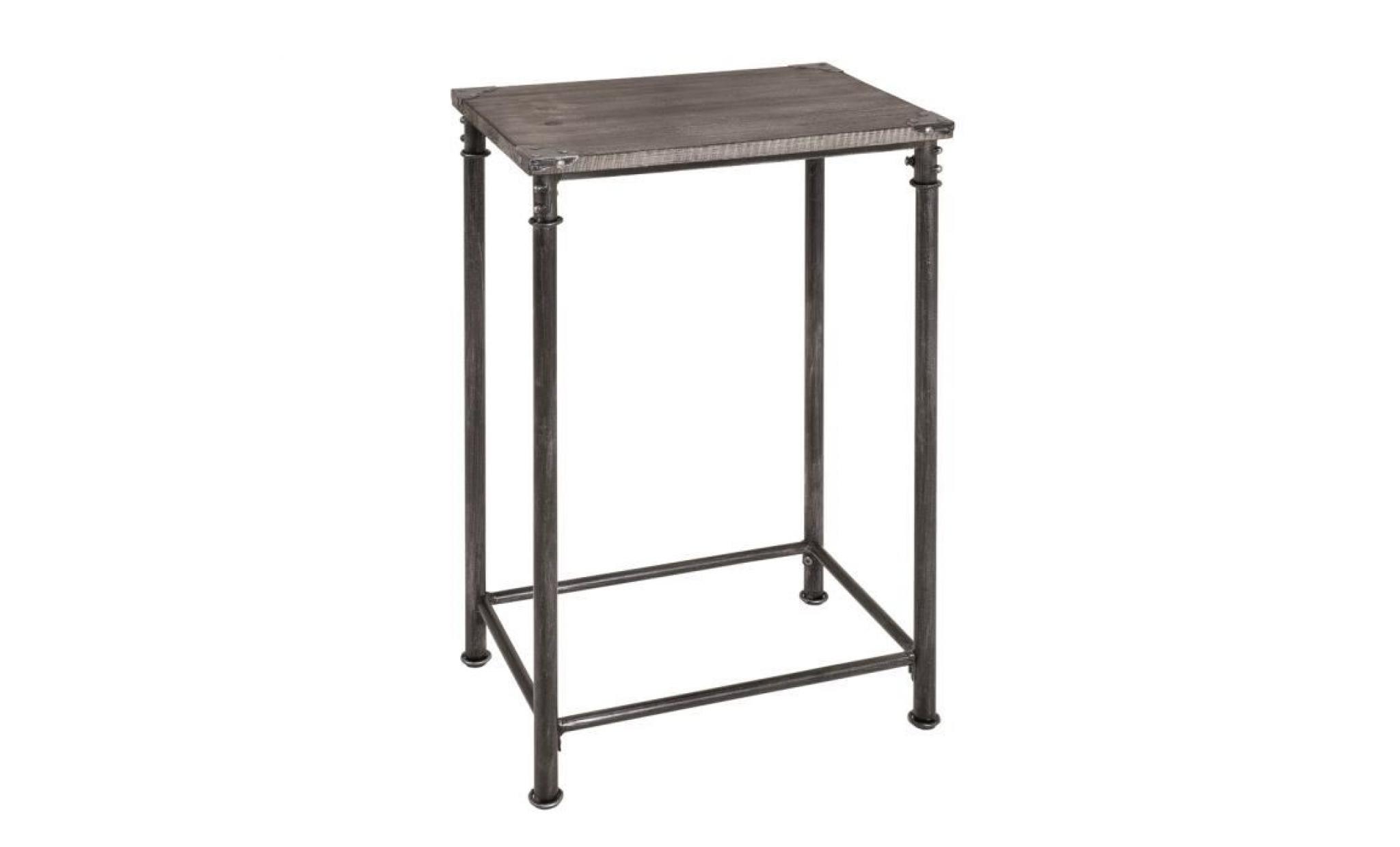 Table Console en acier noir et bois massif gris…