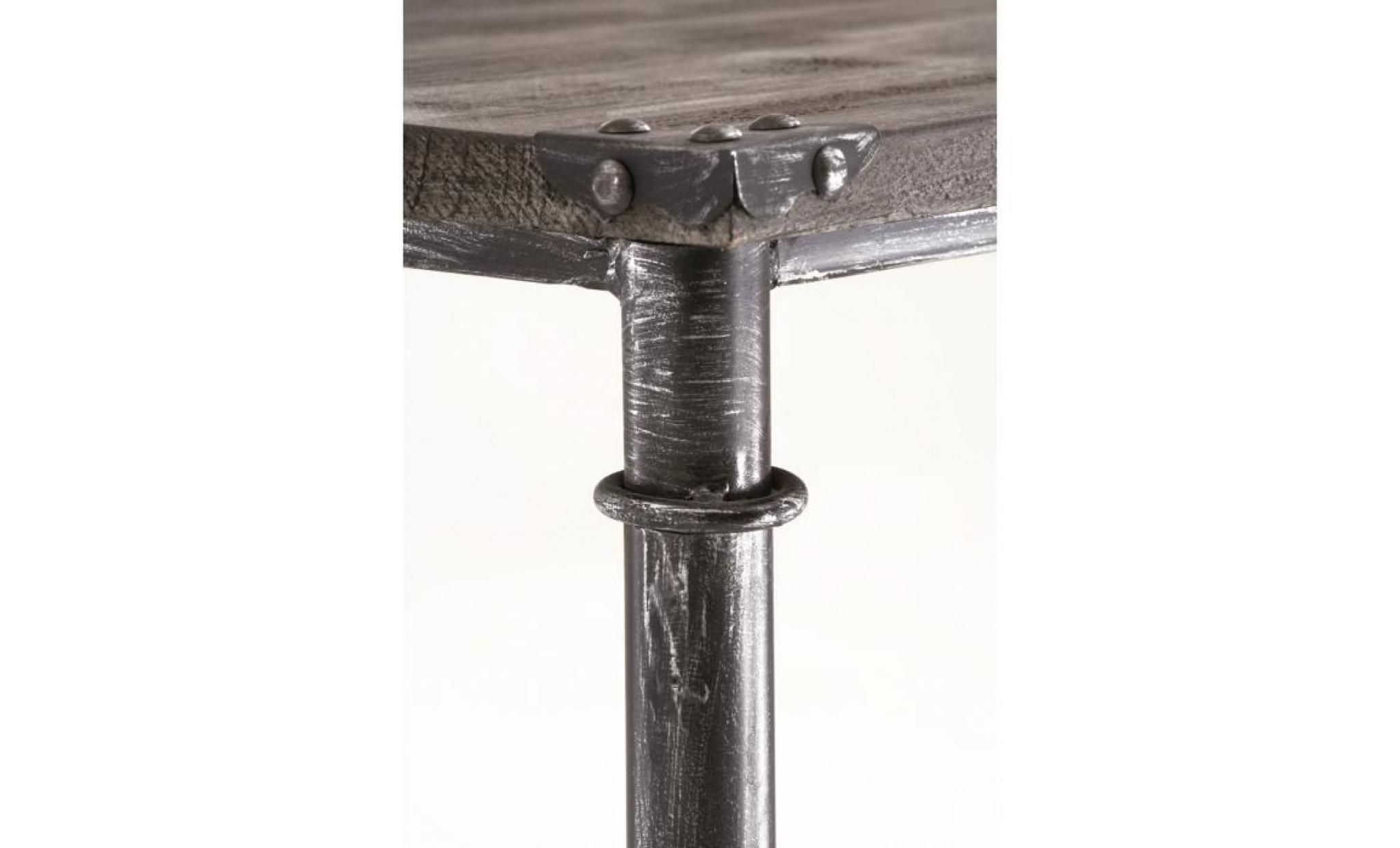 Table Console en acier noir et bois massif gris… pas cher