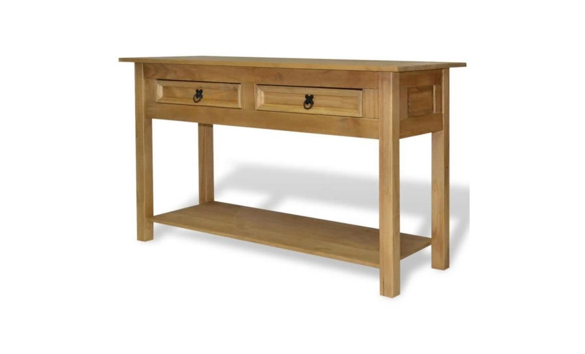 table console en pin avec tiroir style corona 90 x 34,5 x 73 cm pas cher