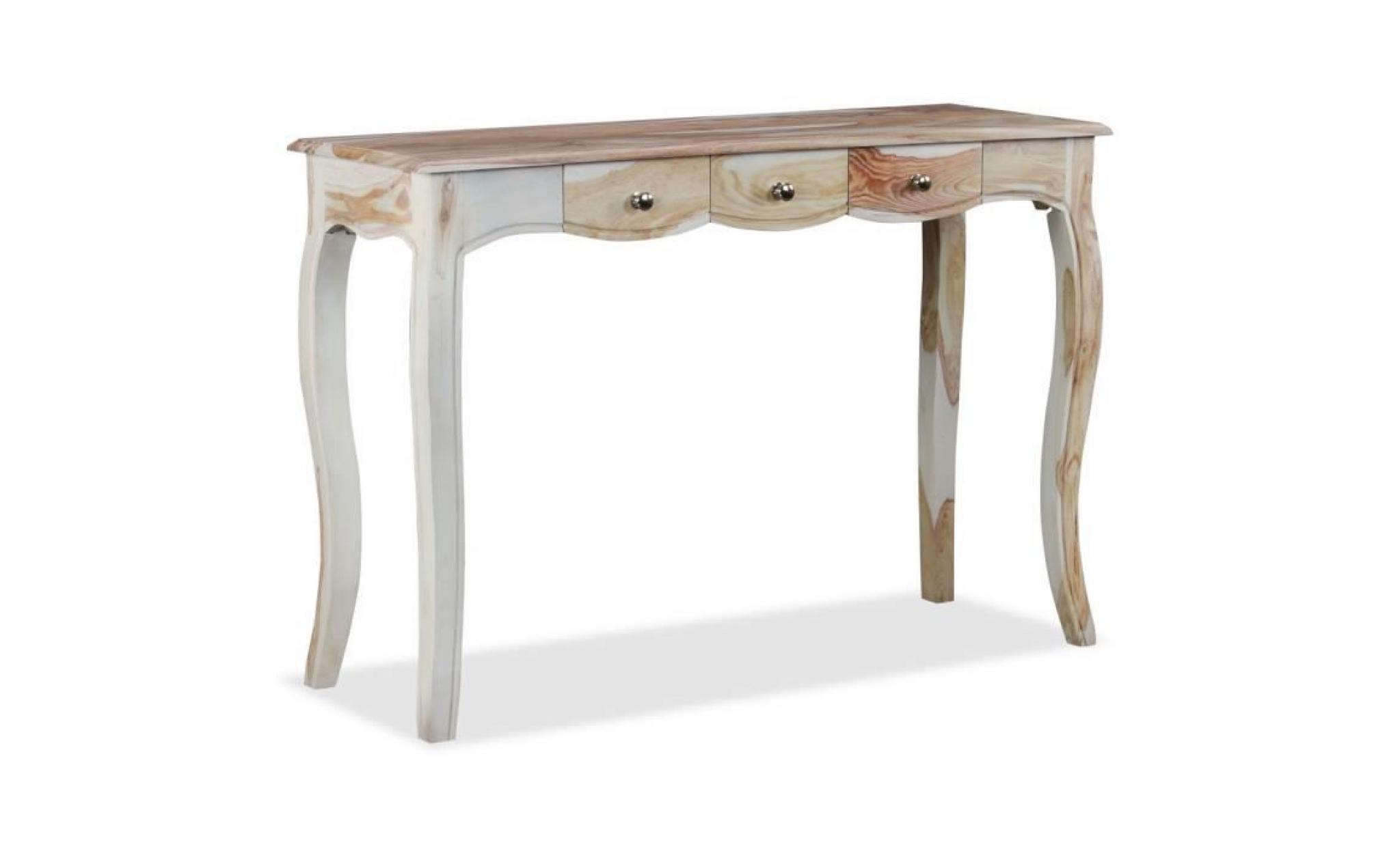 table console et 3 tiroirs bois de sesham massif 110x40x76 cm