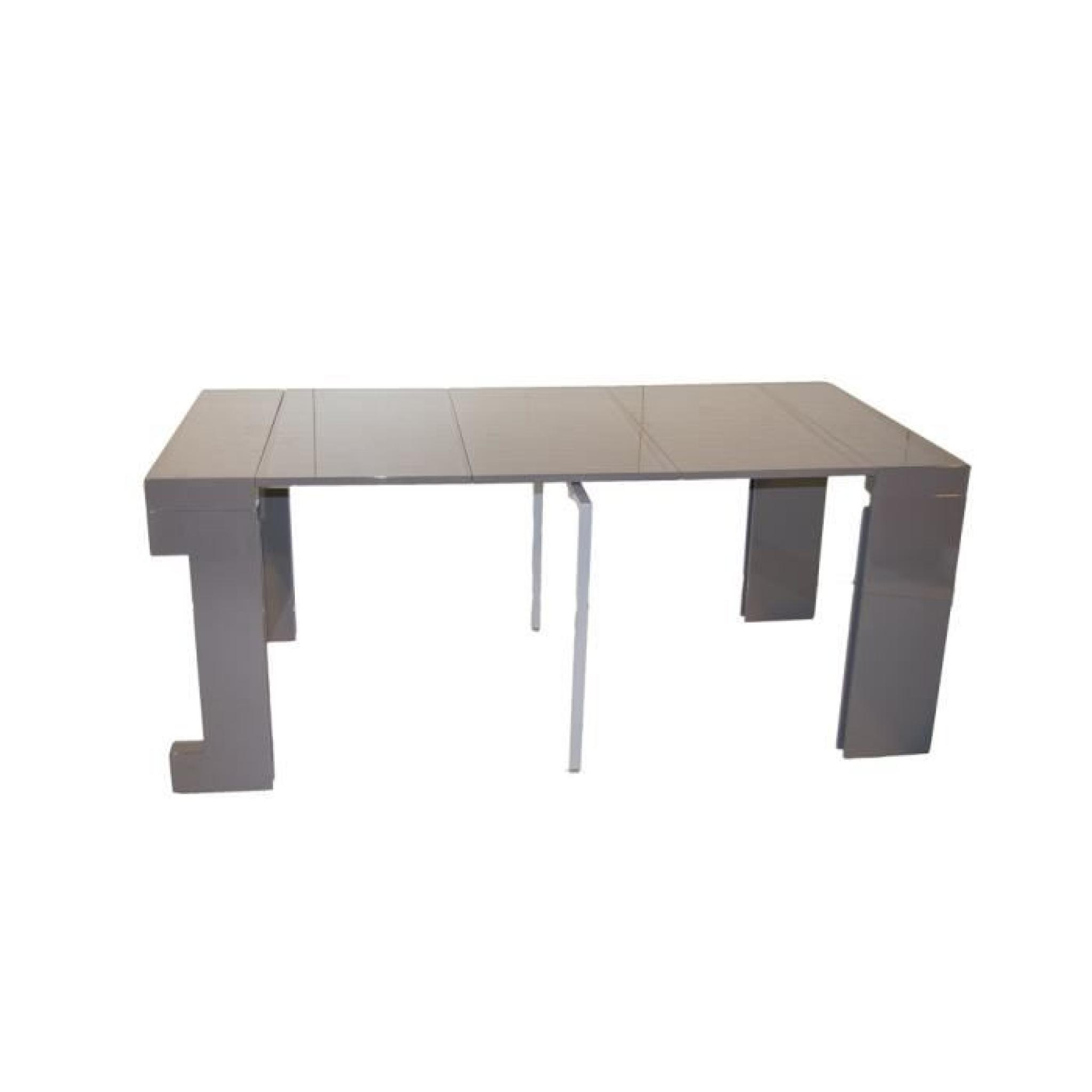 Table console extensible à allonges intégrées Milano Laqué Gris  pas cher