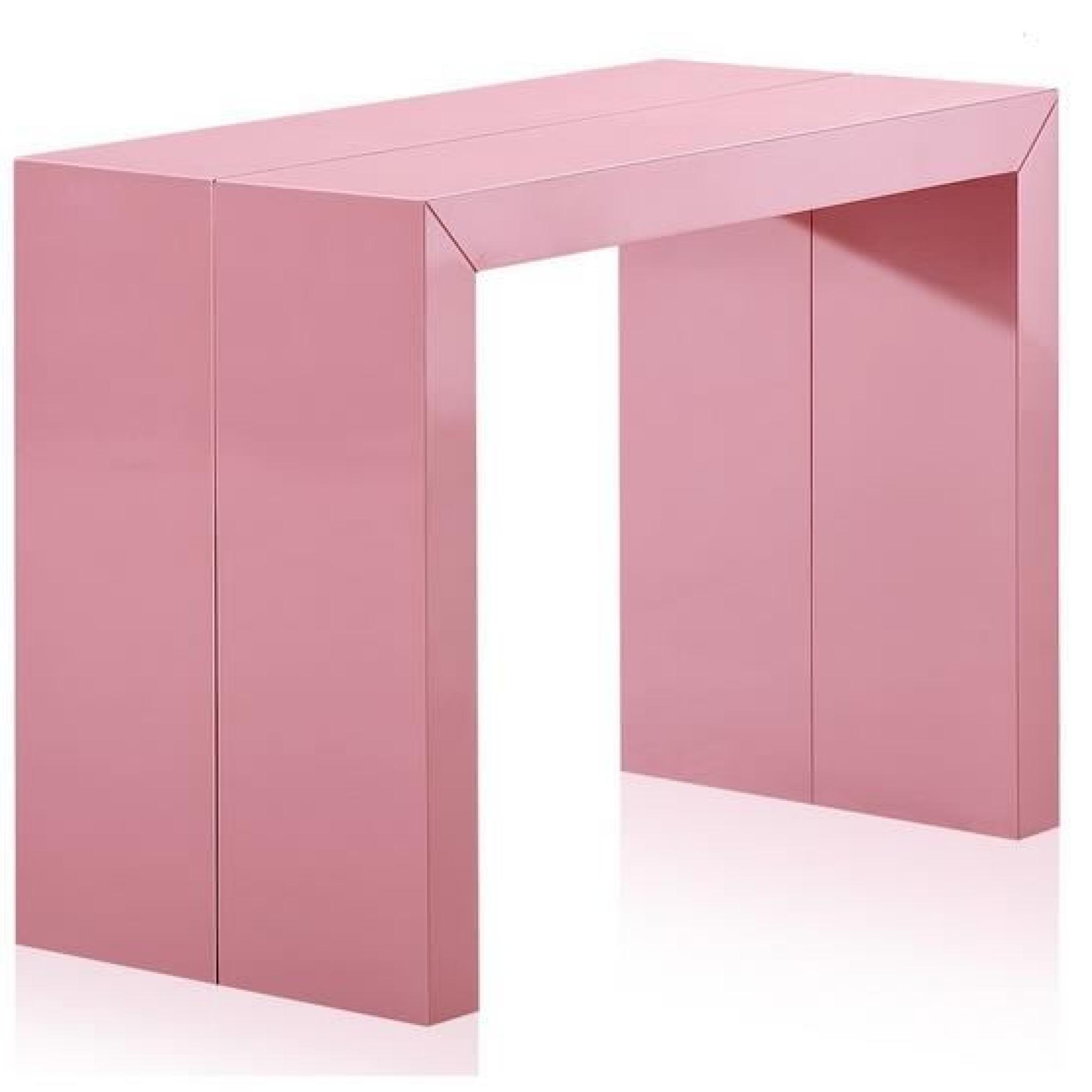 Table Console Extensible Laquée Rose CHARLY
