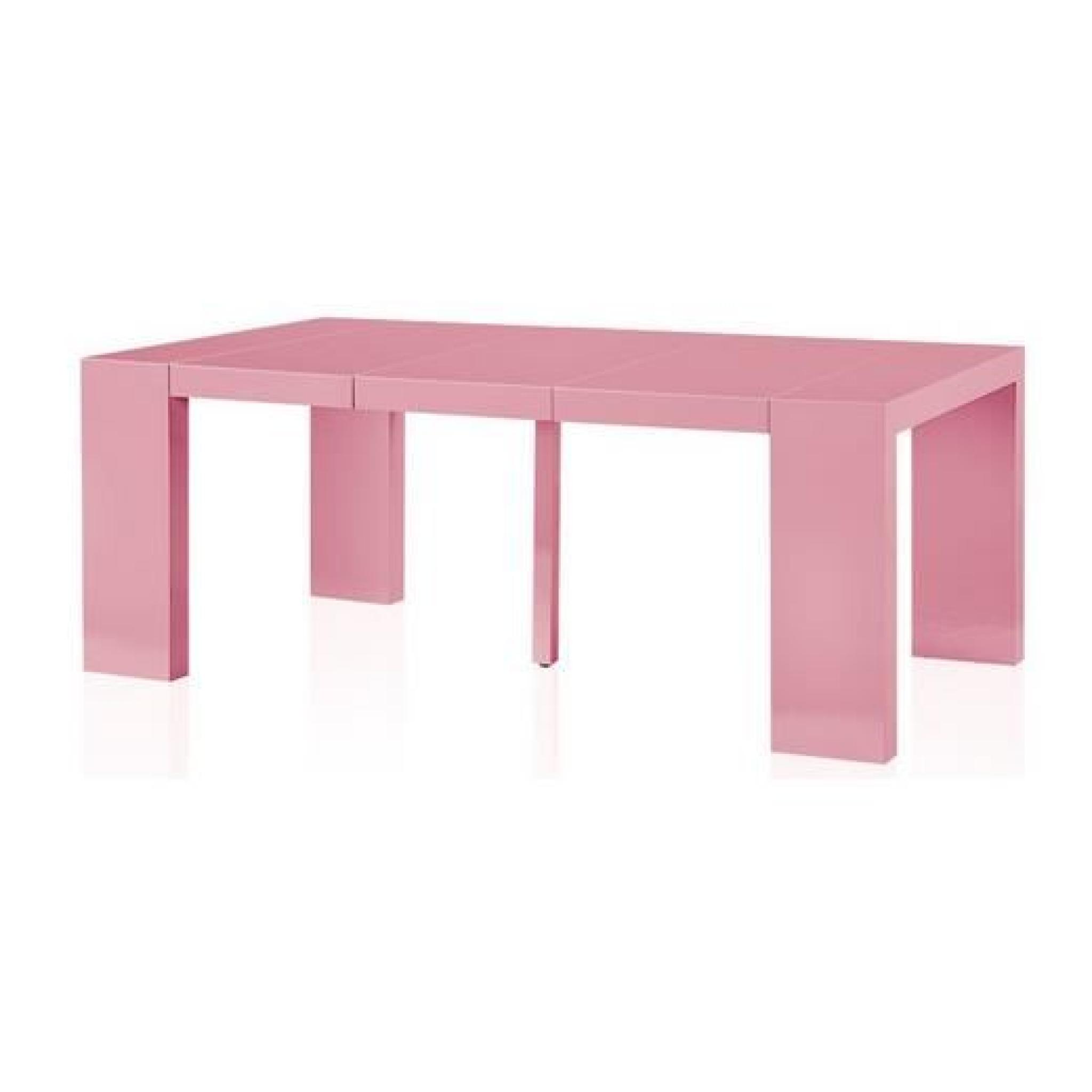 Table Console Extensible Laquée Rose CHARLY pas cher