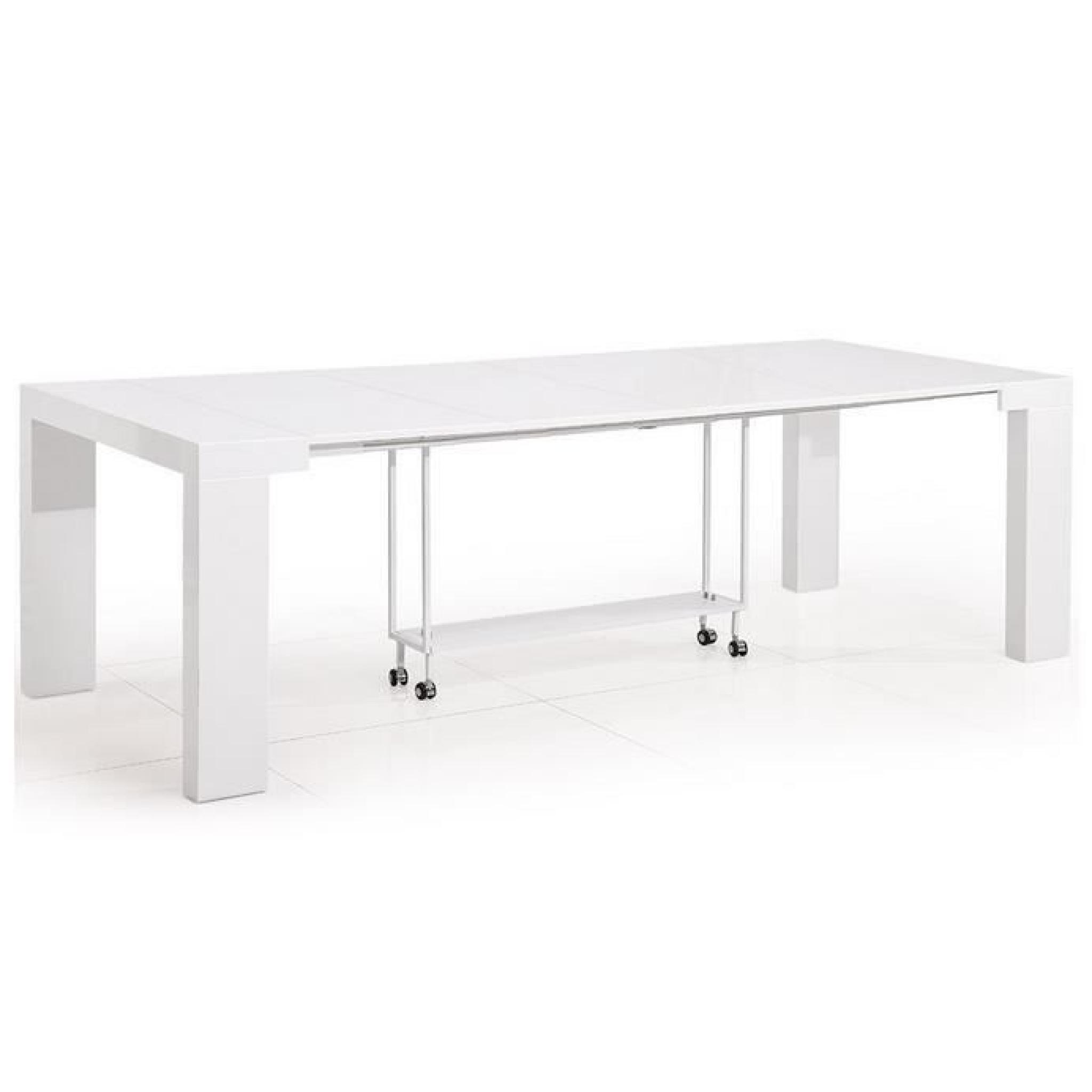 Table Console Extensible OLIA Blanc Laqué L100 x P50/100/150/200/250 x H76 cm