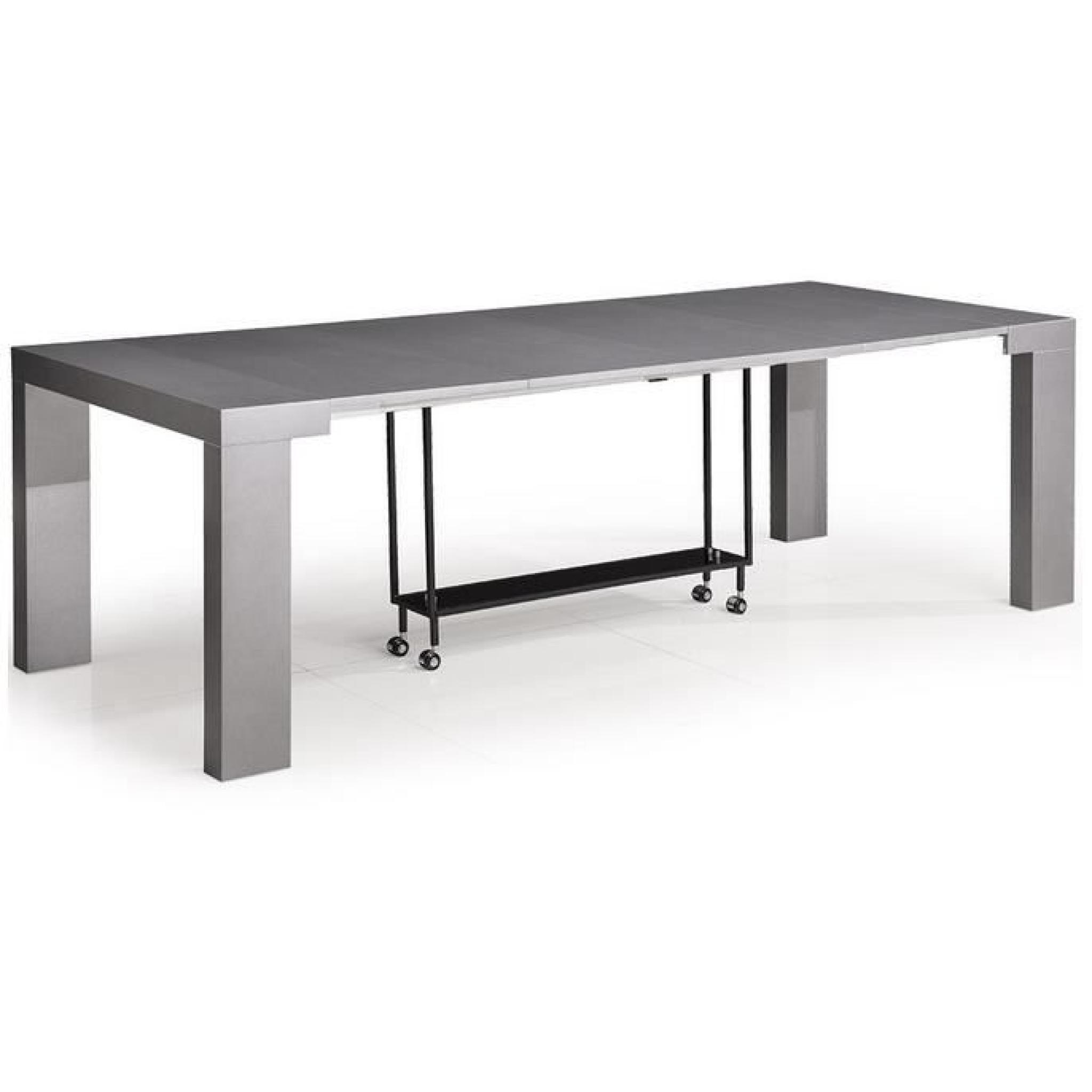 Table Console Extensible OLIA Gris Satiné L100 x P50/100/150/200/250 x H76 cm