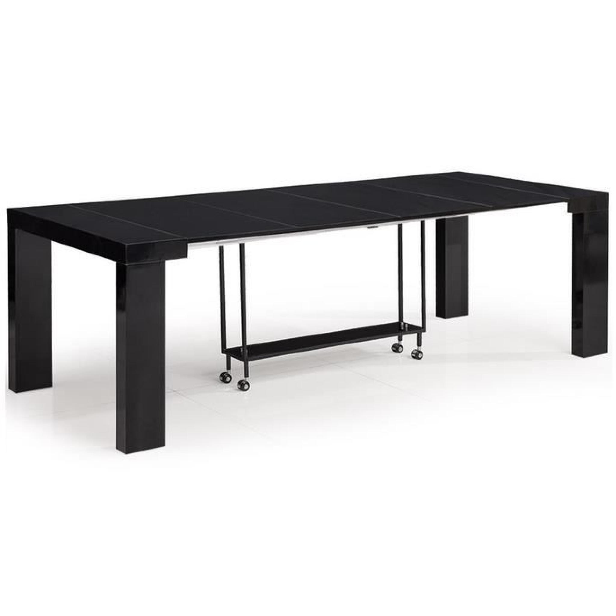 Table Console Extensible OLIA Noir Laqué L100 x P50/100/150/200/250 x H76 cm