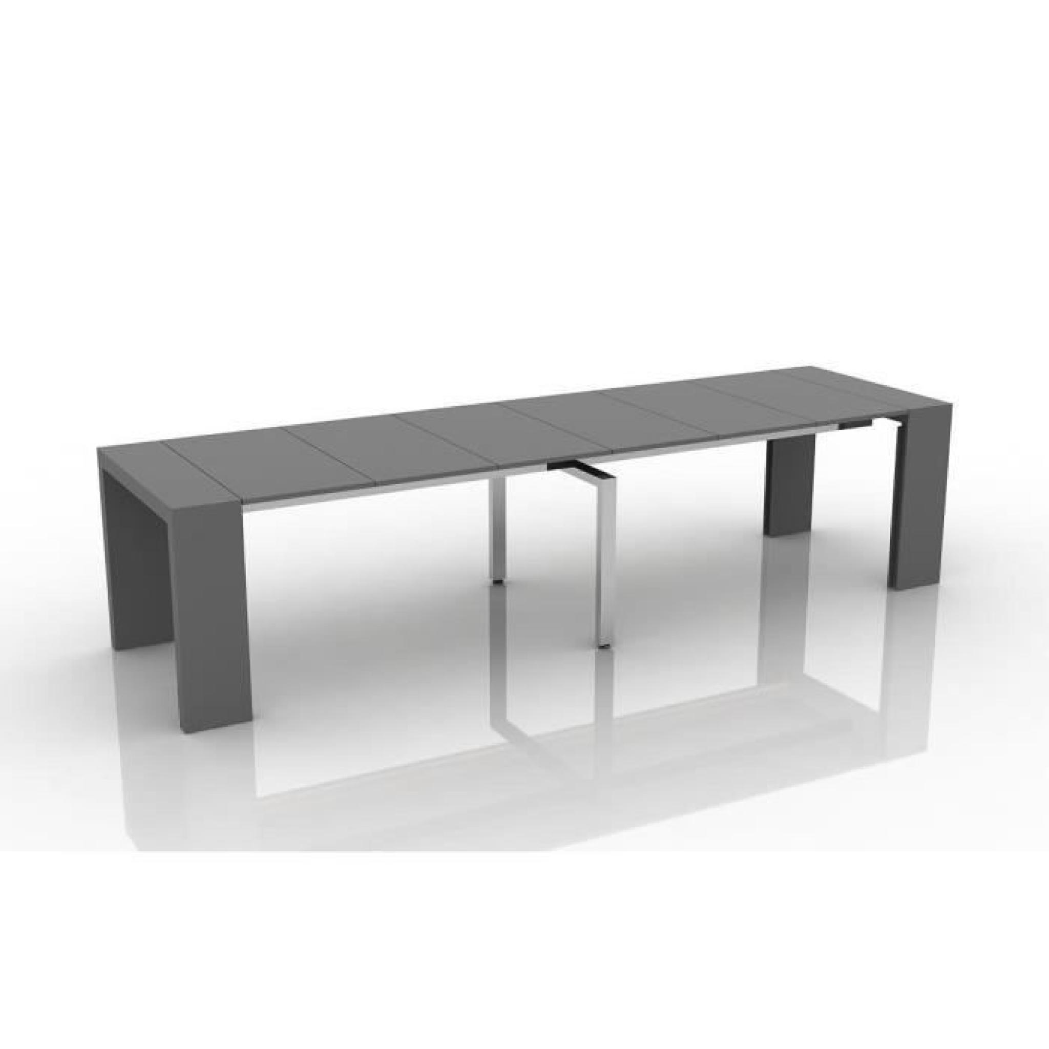 Table Console Extensible Othello 6 allonges Laqué Noir Brillant -3m15-