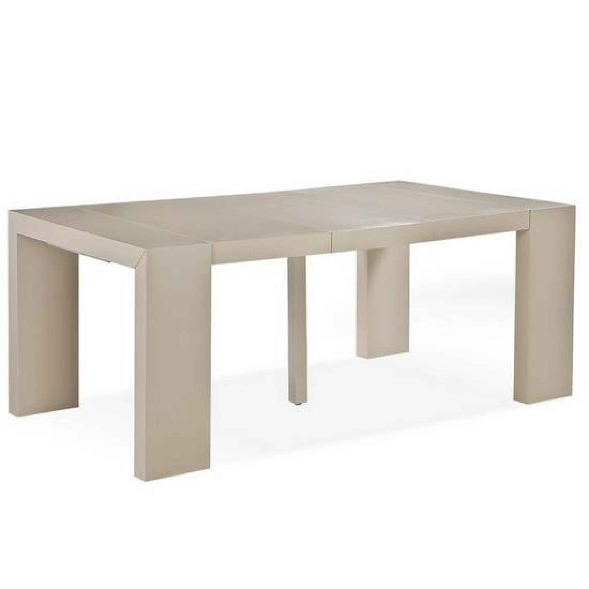 Table Console Extensible Taupe Clair EVAN pas cher