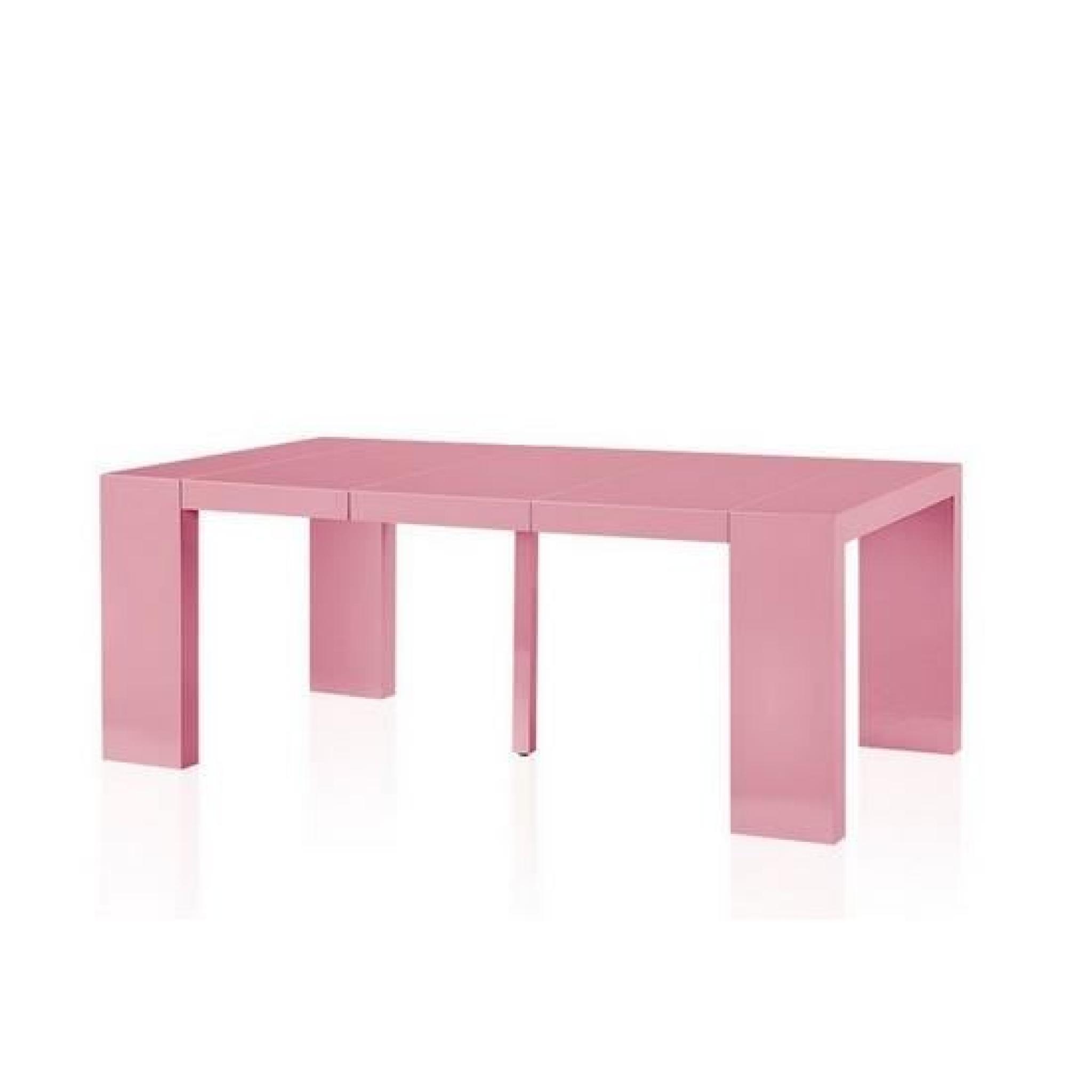 Table Console Extensible XL Laquée Rose CHARLY pas cher