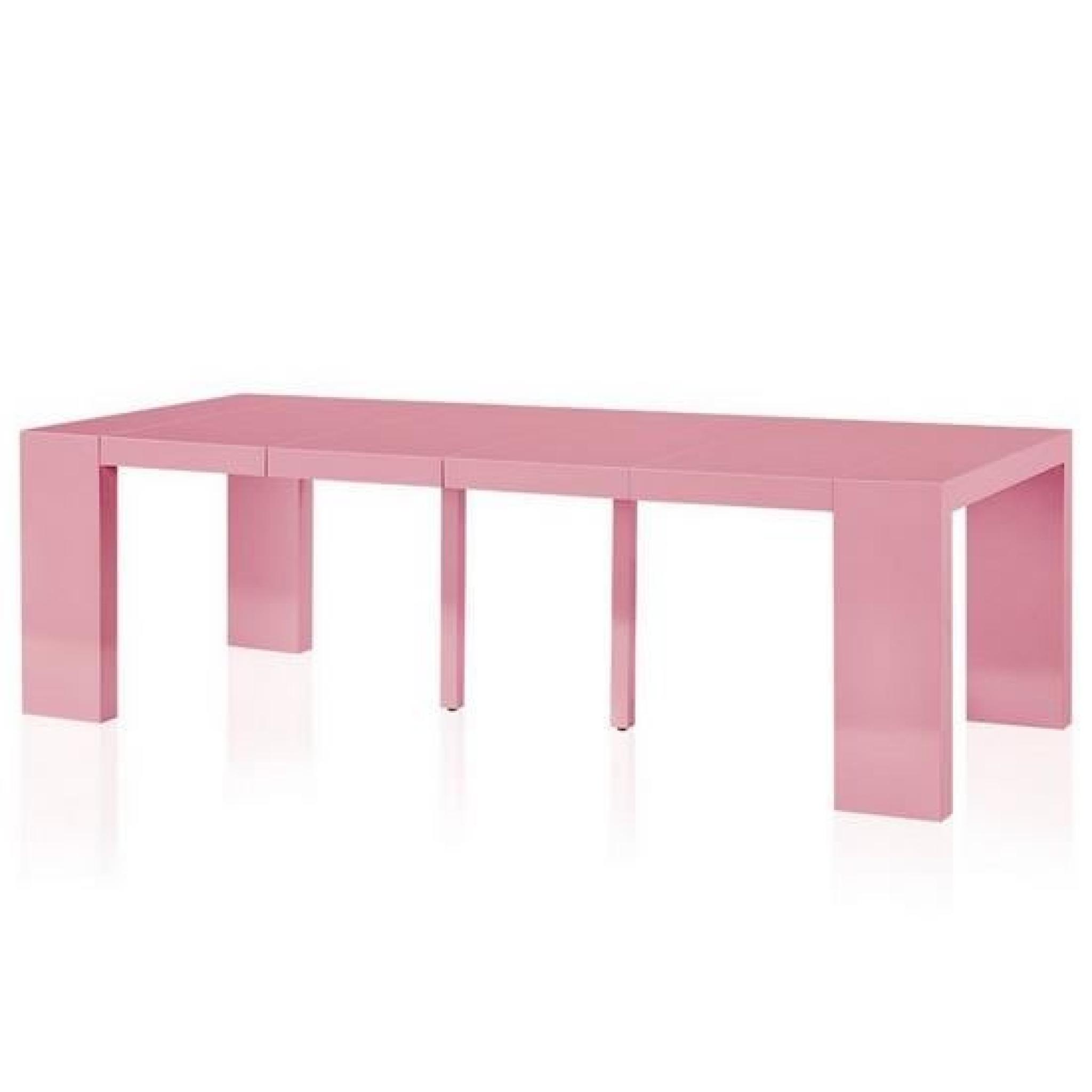 Table Console Extensible XL Laquée Rose CHARLY pas cher