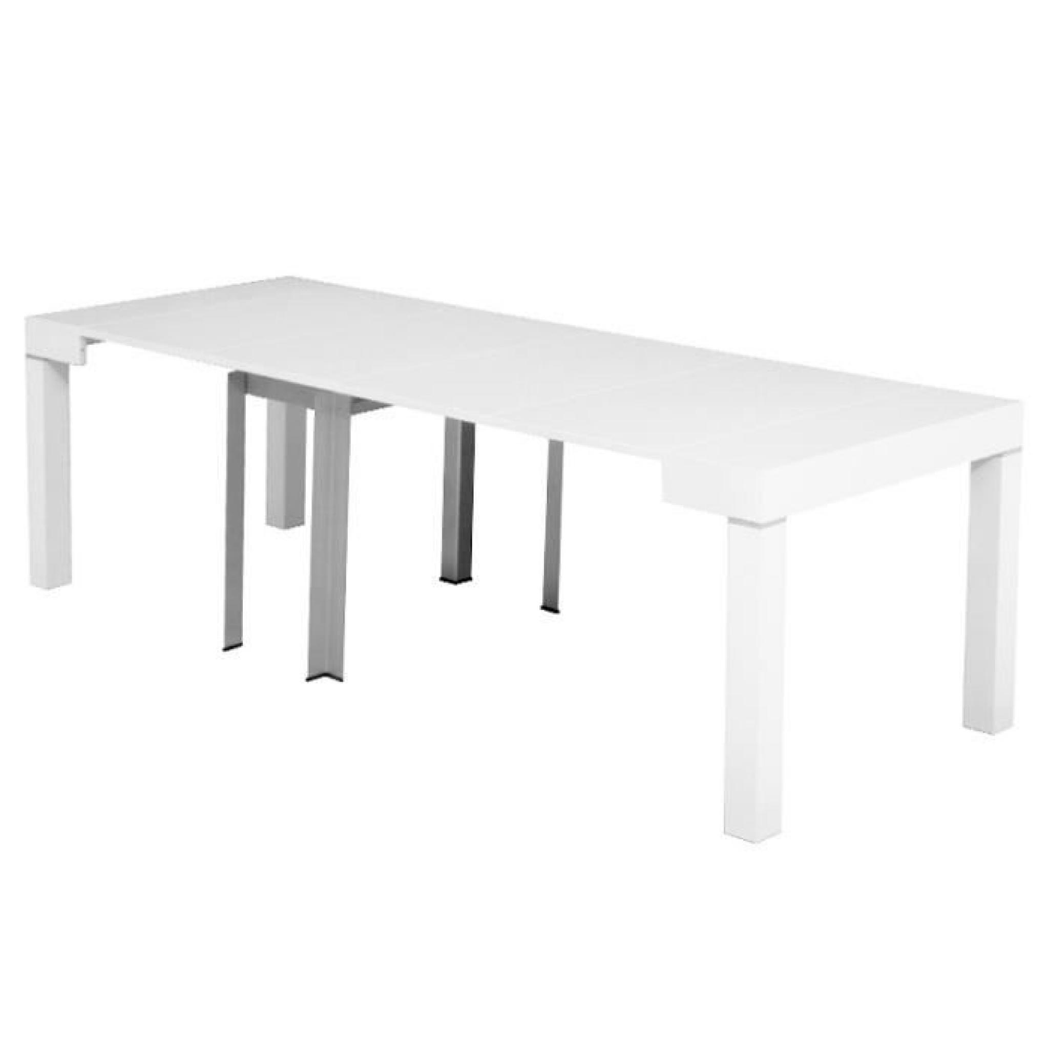 Table console laquée blanc extensible 10 personnes