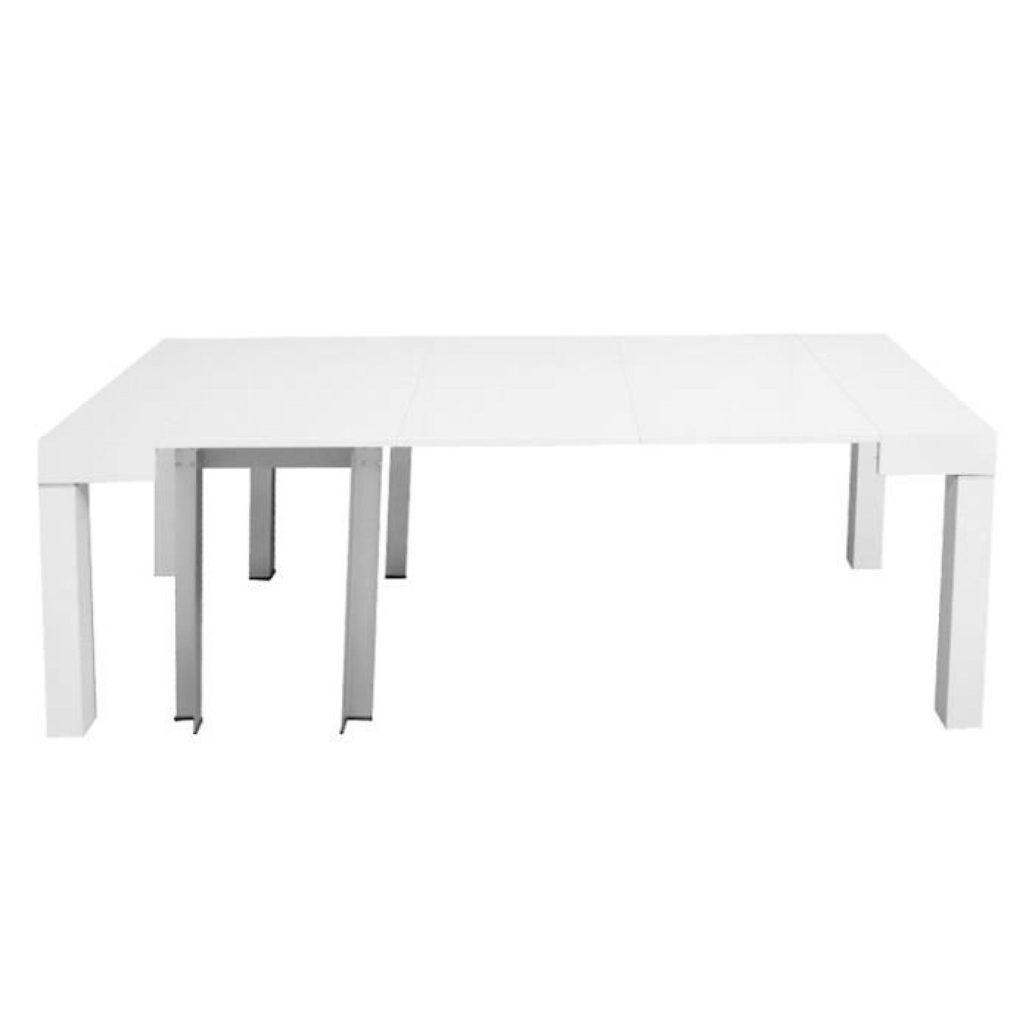 Table console laquée blanc extensible 10 personnes pas cher