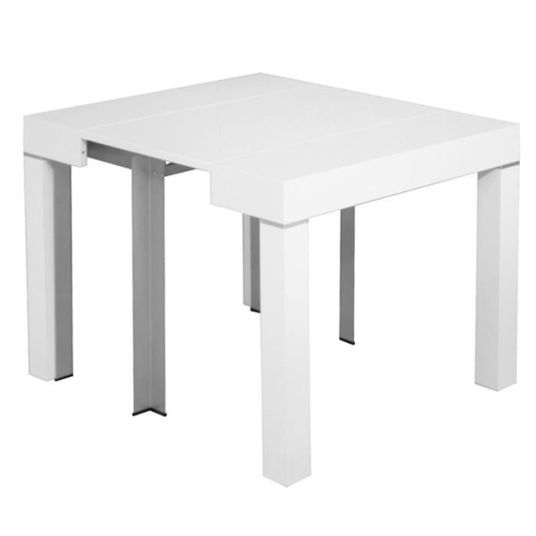 Table console laquée blanc extensible 10 personnes pas cher