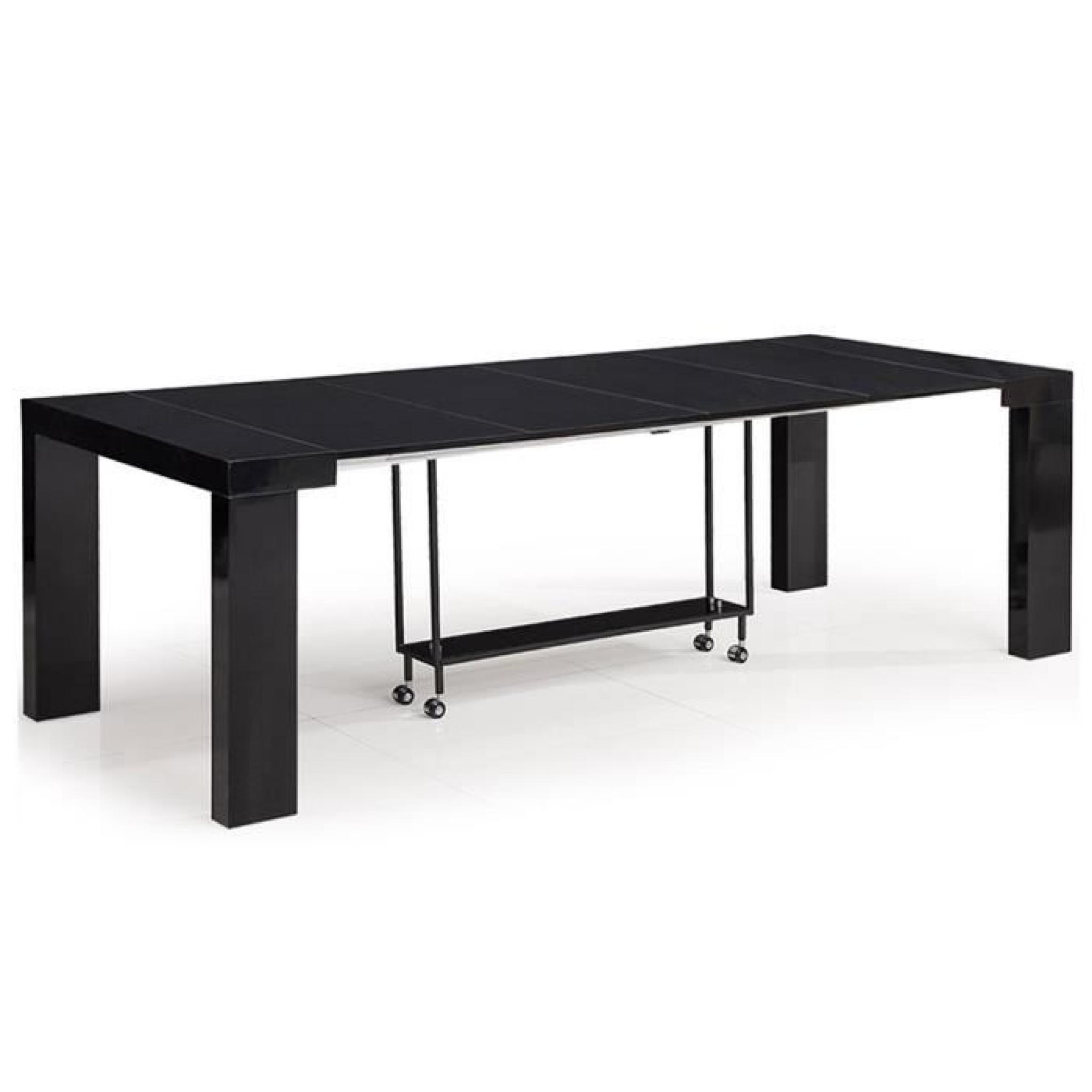 Table console noir grande taille / Bois MDF laqué Lamancha  pas cher