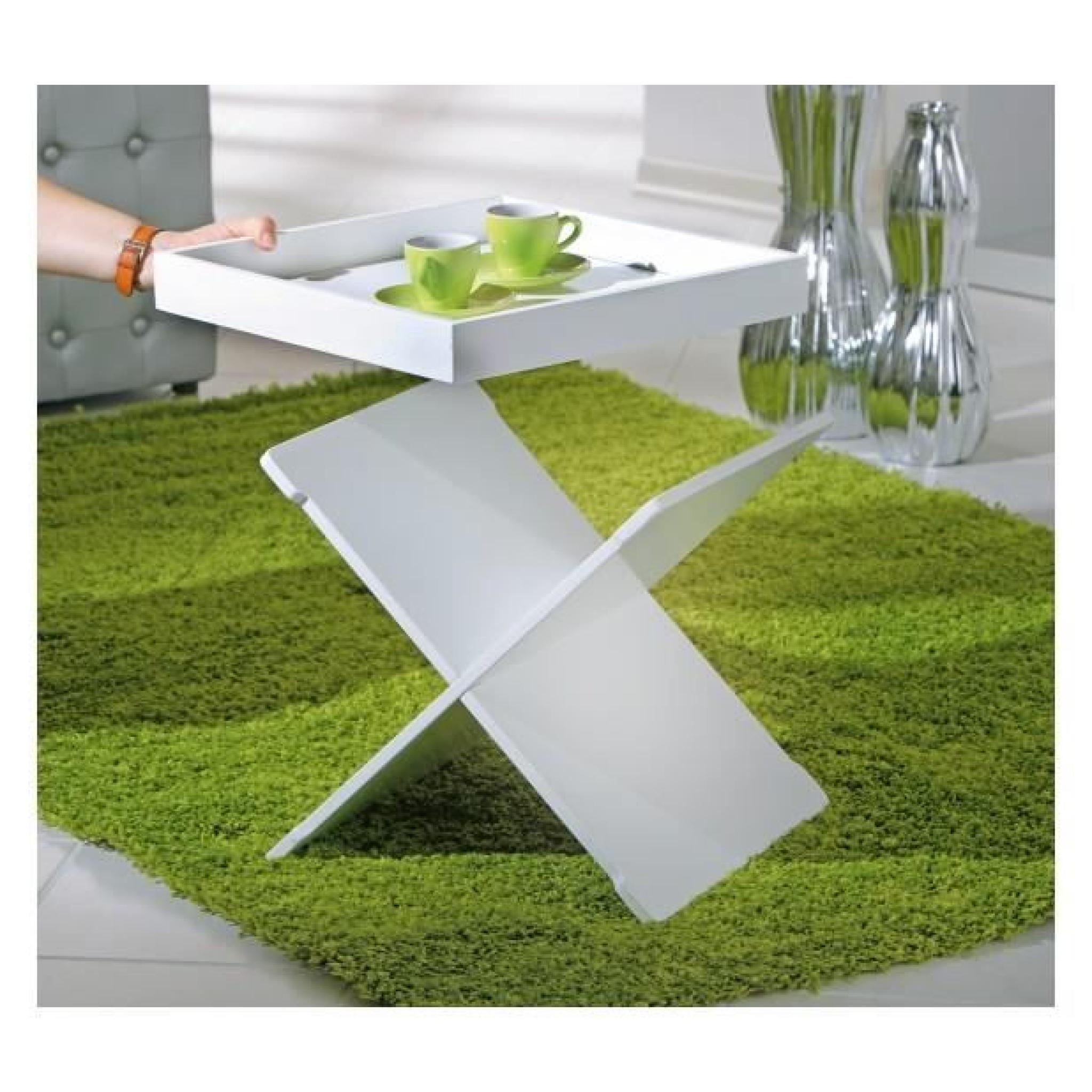 table d'appoint avec plateau amovible - MDF décor blanc
