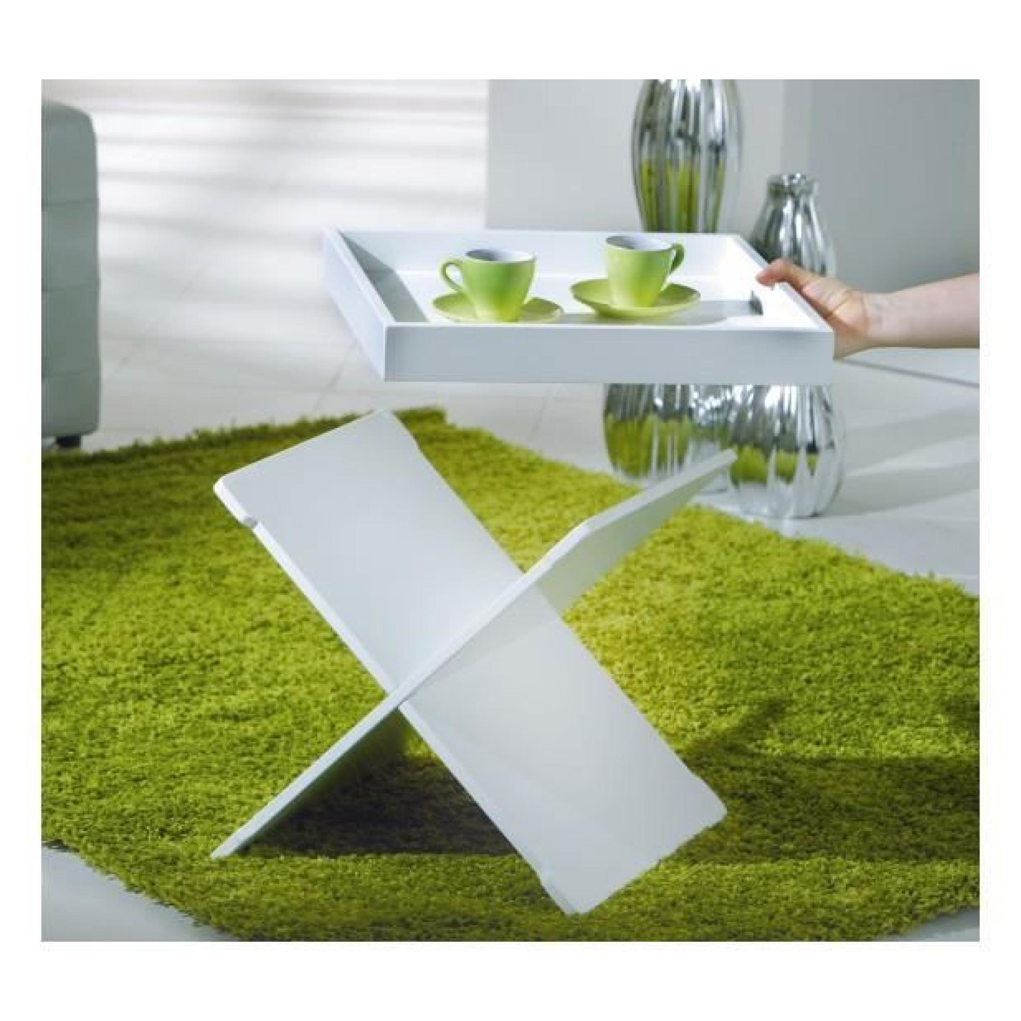 table d'appoint avec plateau amovible - MDF décor blanc pas cher