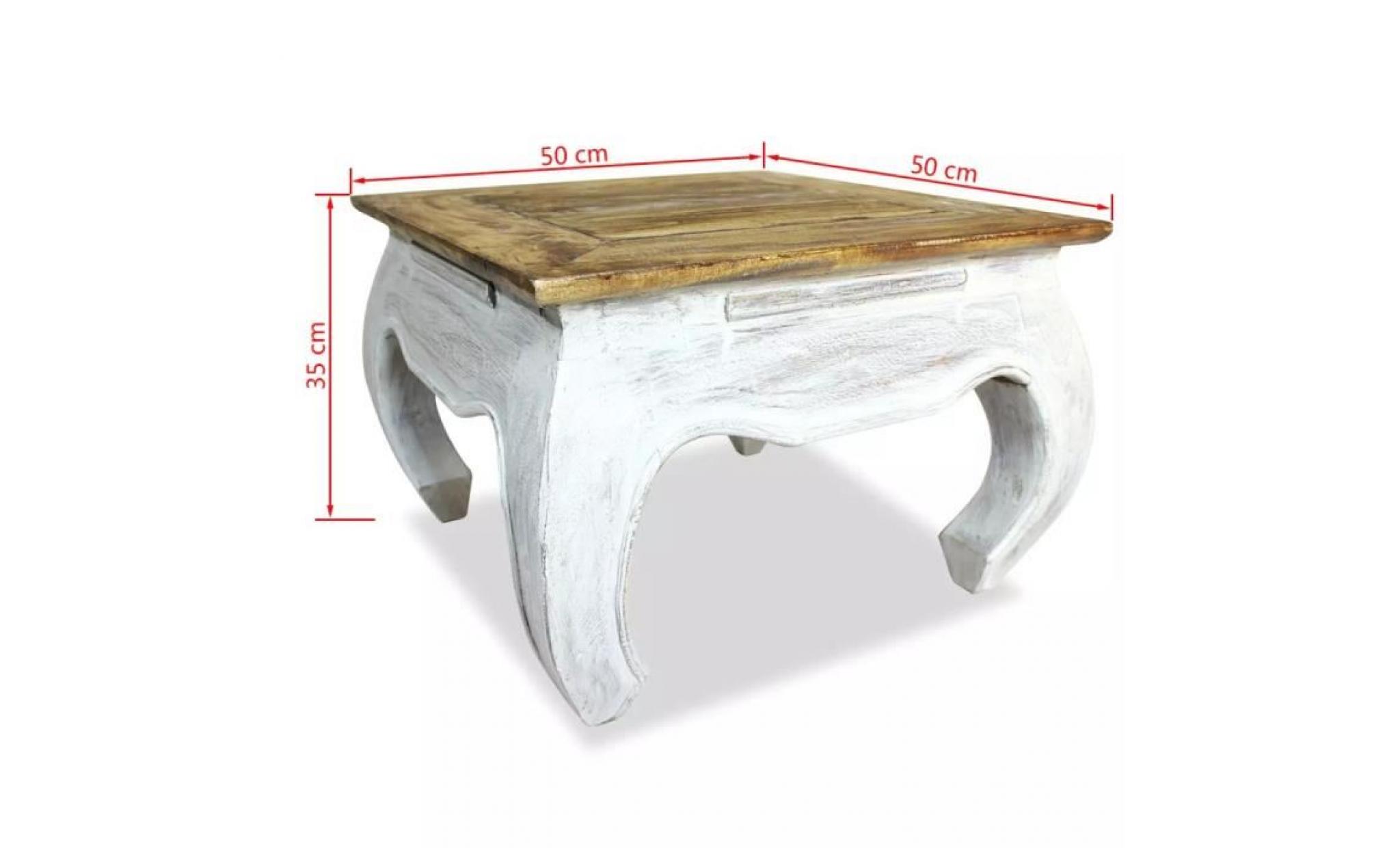 table d'appoint bois de récupération massif 50 x 50 x 35 cm pas cher