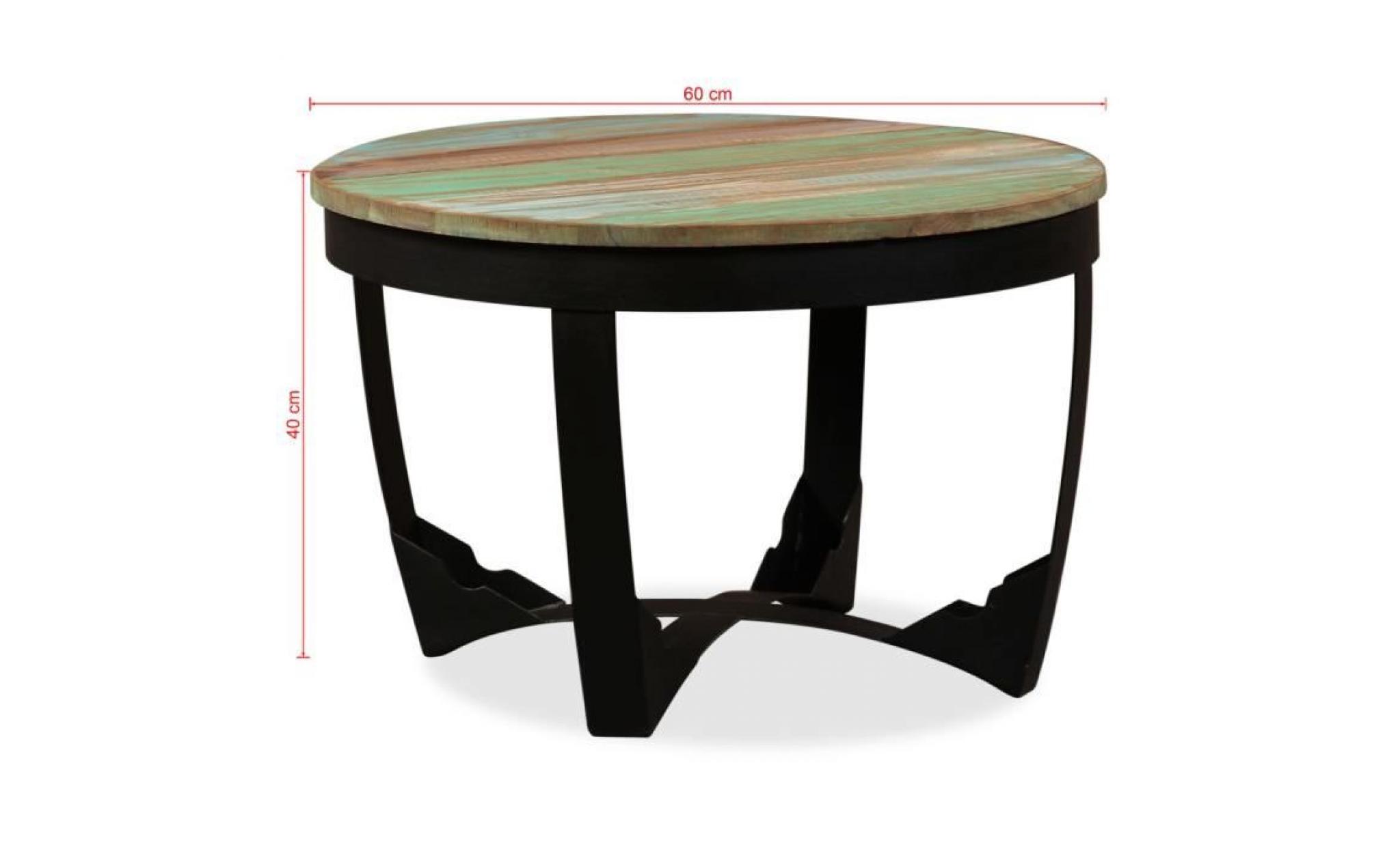 table d'appoint bois de récupération massif 60 x 40 cm pas cher