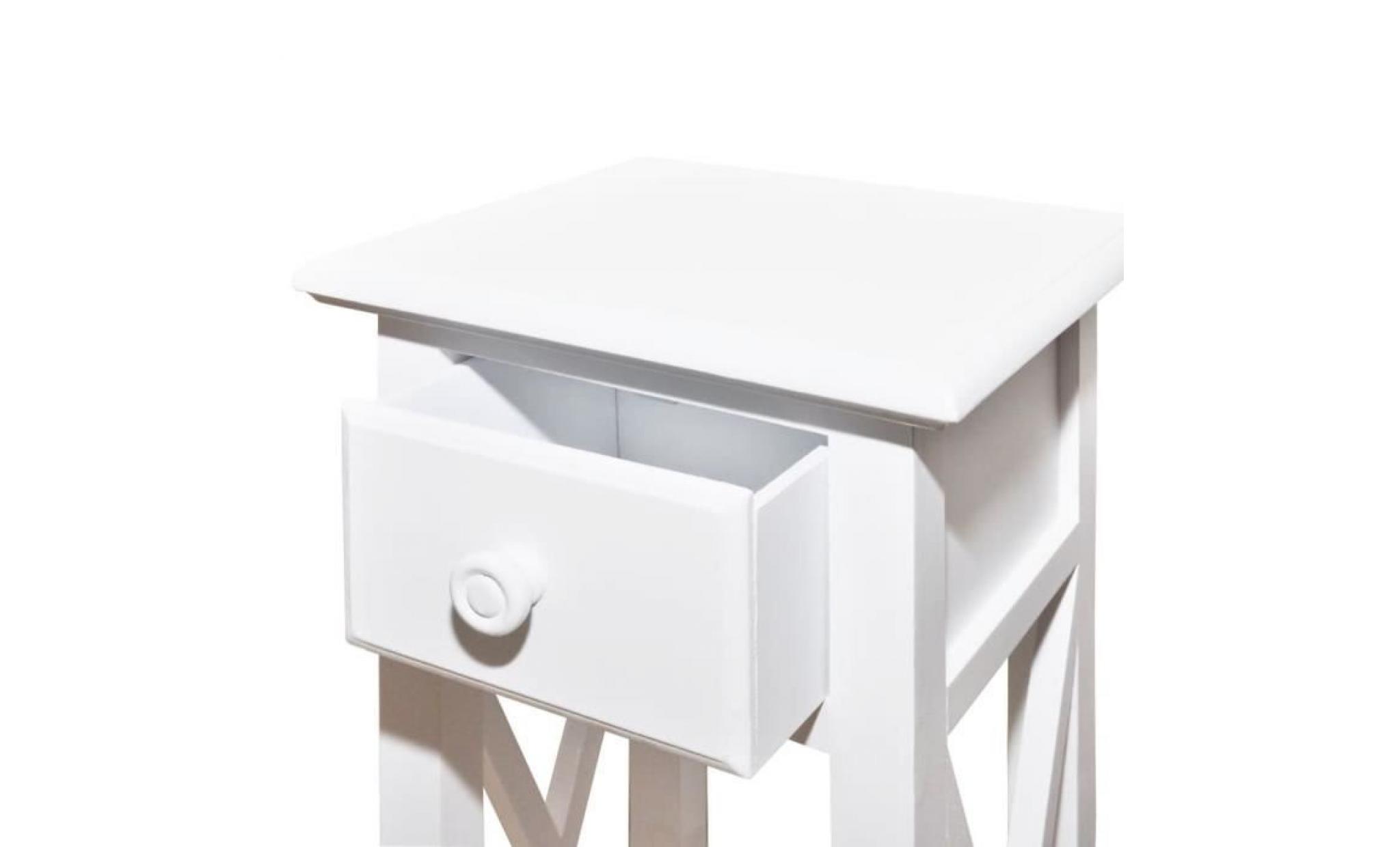 table d'appoint mobile table basse 27 x 27 x 65,5 cmdesserte console avec tiroir blanc pas cher