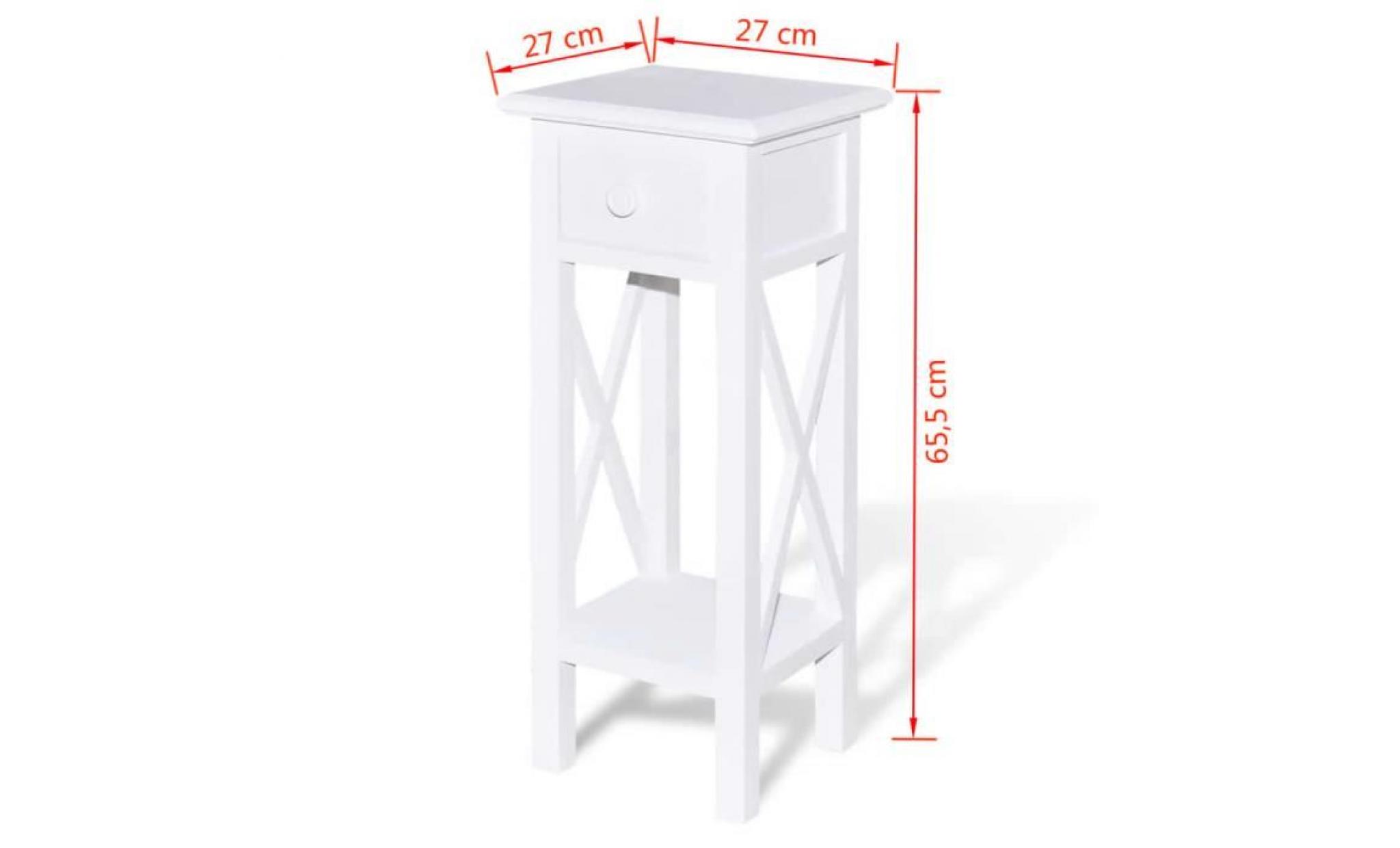 table d'appoint mobile table basse 27 x 27 x 65,5 cmdesserte console avec tiroir blanc pas cher