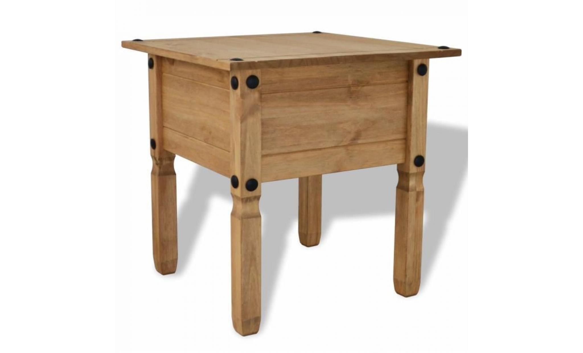 table d'appoint pin mexicain gamme corona 53,5 x 53,5 x 55 cm