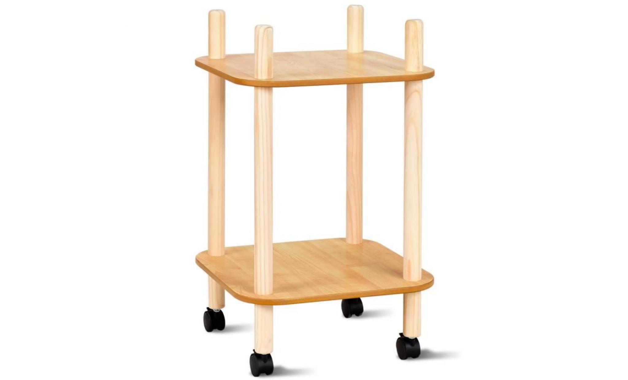 table d'appoint table basse table café 2 plateaux pour rangement design scandinave en bois pas cher