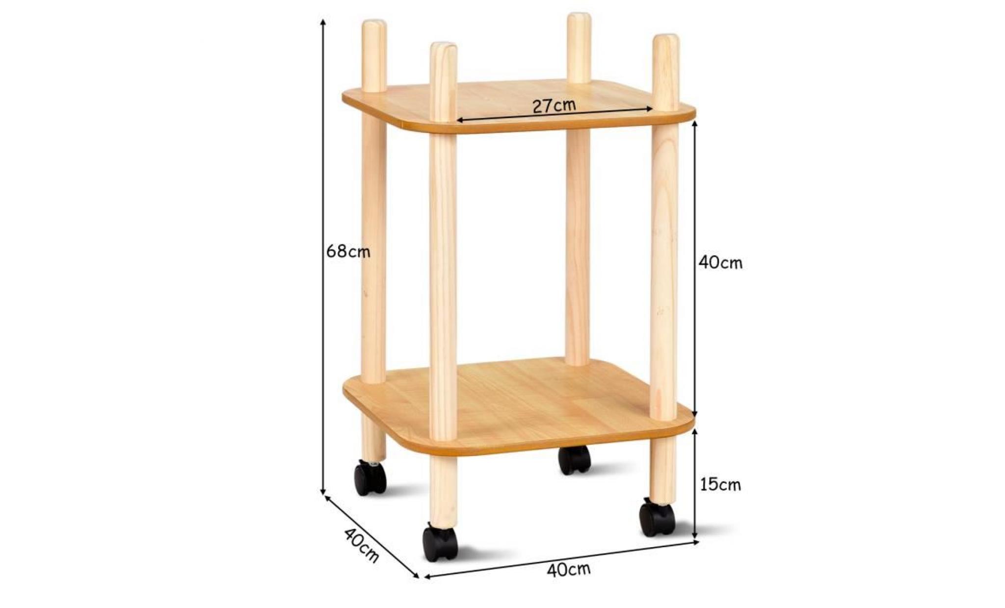 table d'appoint table basse table café 2 plateaux pour rangement design scandinave en bois pas cher