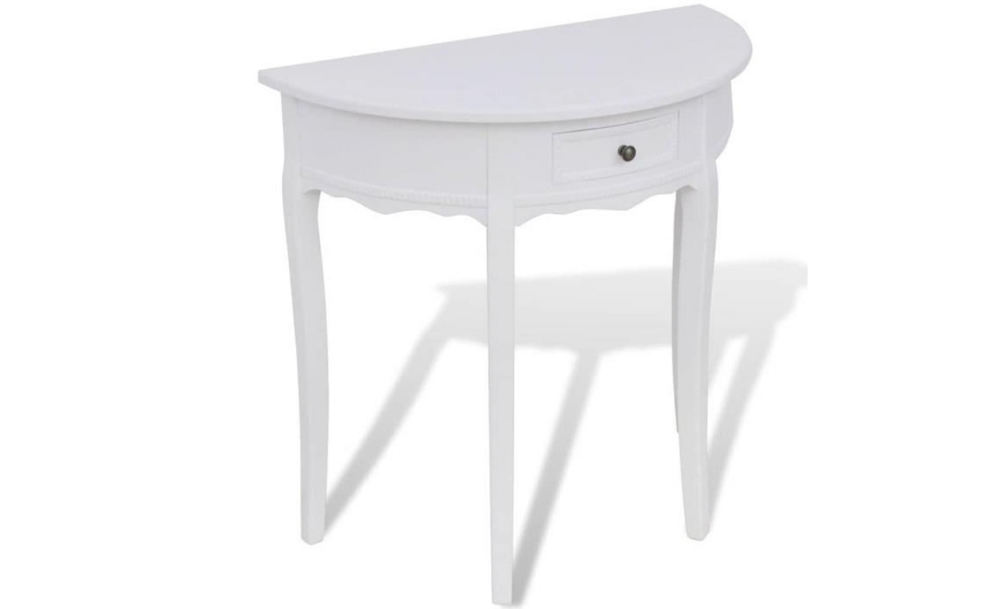 table d'appoint table console avec tiroir demi ronde blanc