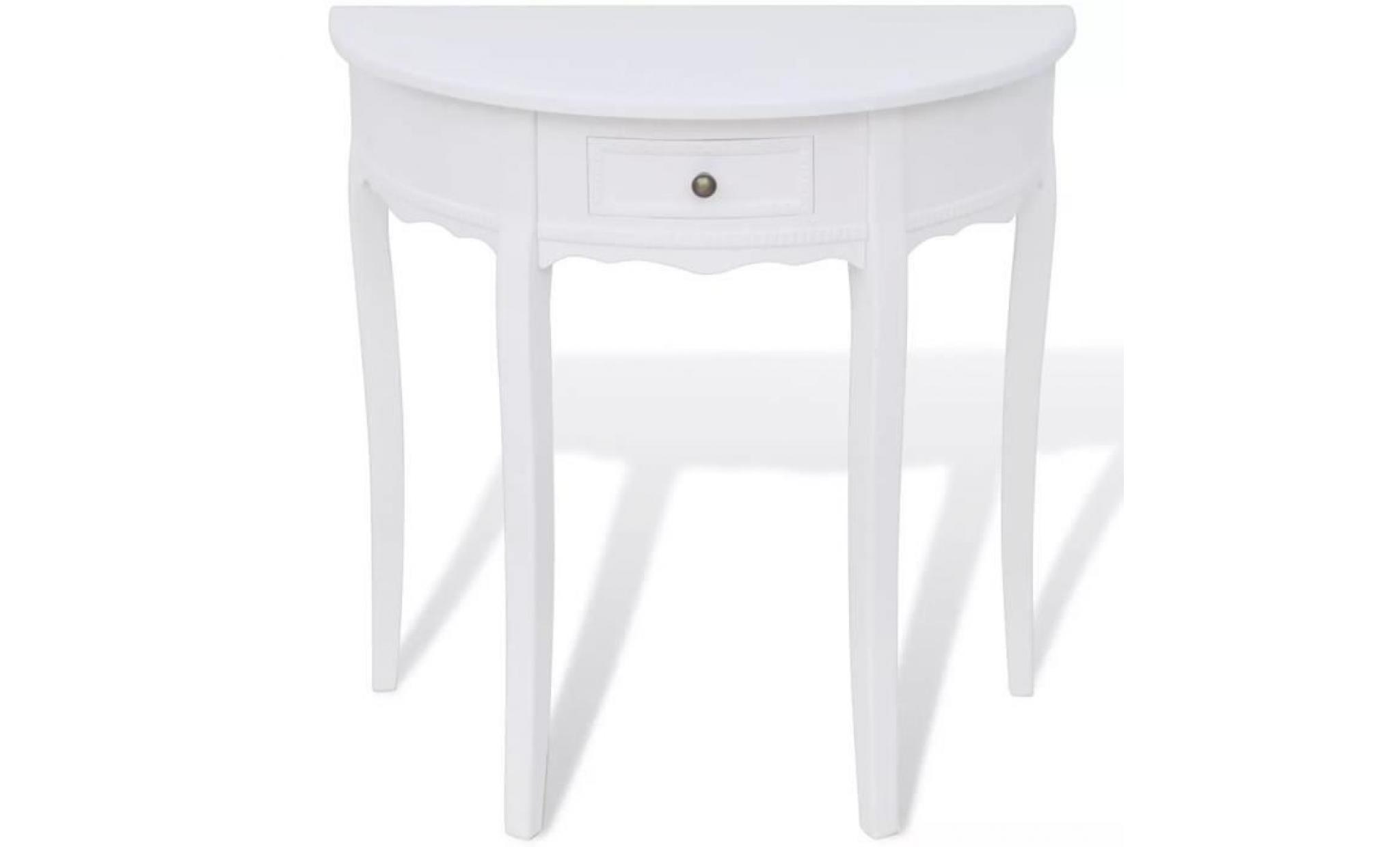 table d'appoint table console avec tiroir demi ronde blanc pas cher