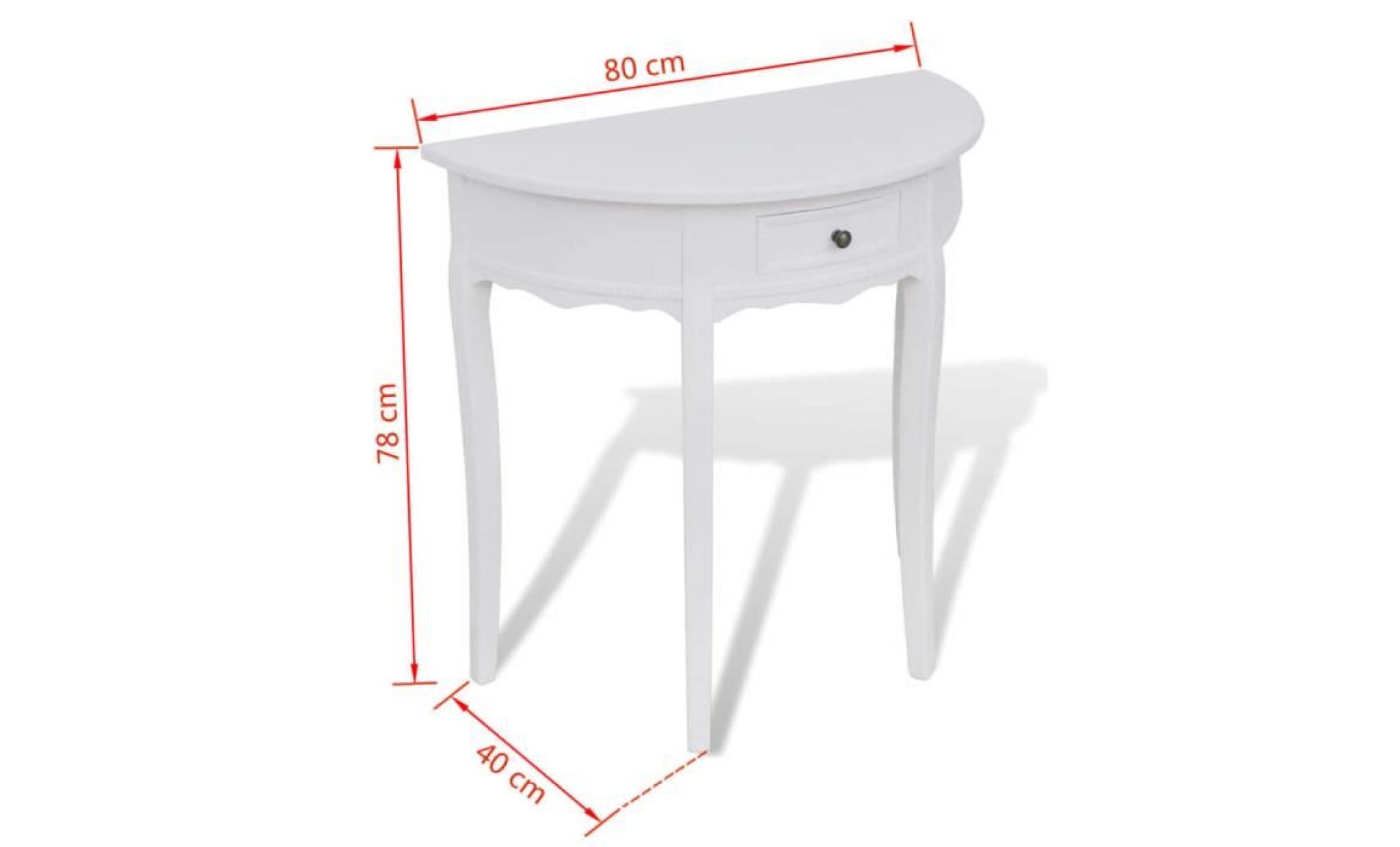 table d'appoint table console avec tiroir demi ronde blanc pas cher