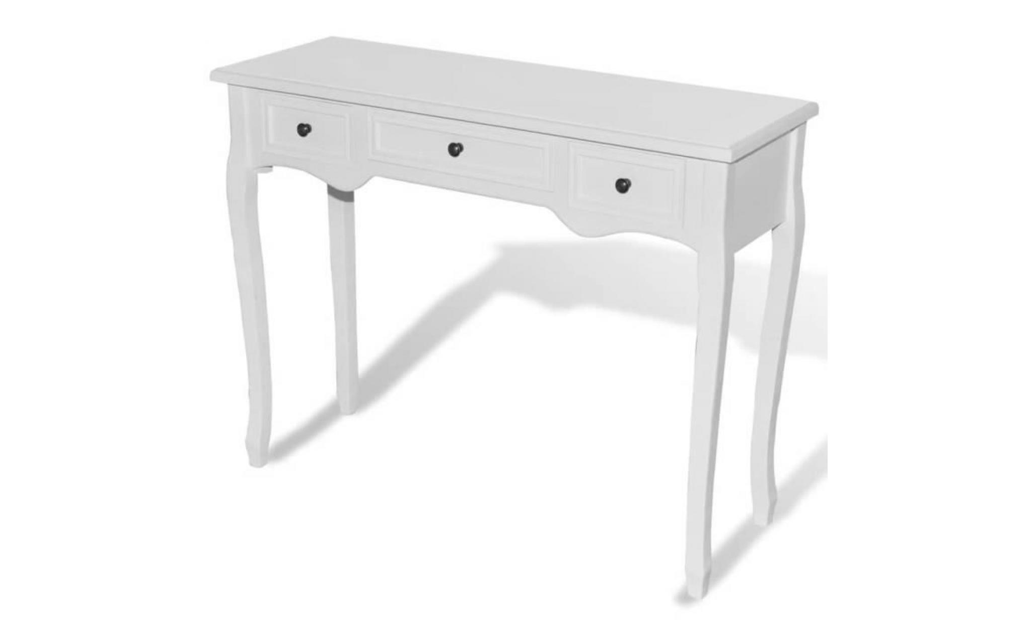 table d'appoint table de console et coiffeuse avec 3 tiroirs blanc pas cher